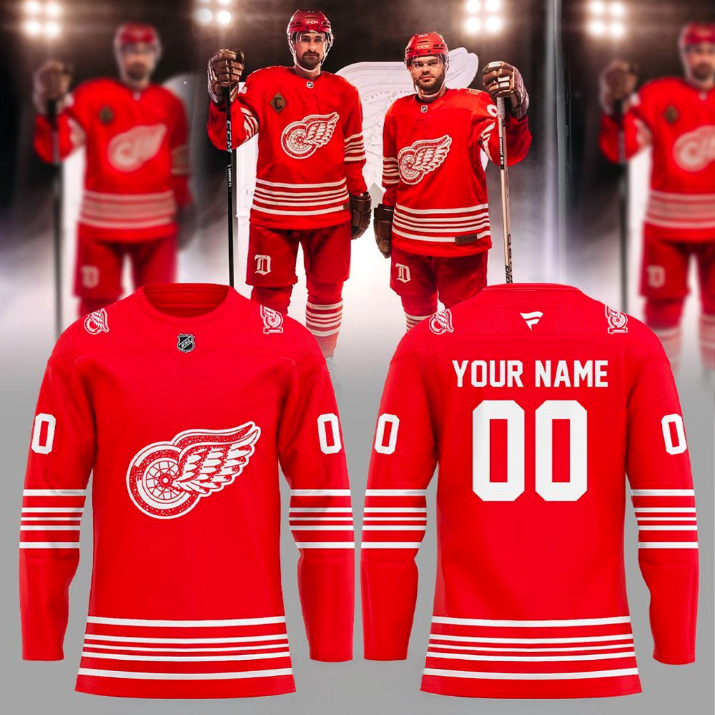 Personalized Detroit Red Wings New Uniform Celebrate 100Y Of Hockeytown Jersey Fan Merch-1