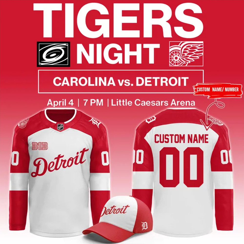 Personalized Detroit Red Wings Tigers Night Hockey Jersey Gifts For Hockey Fan-1