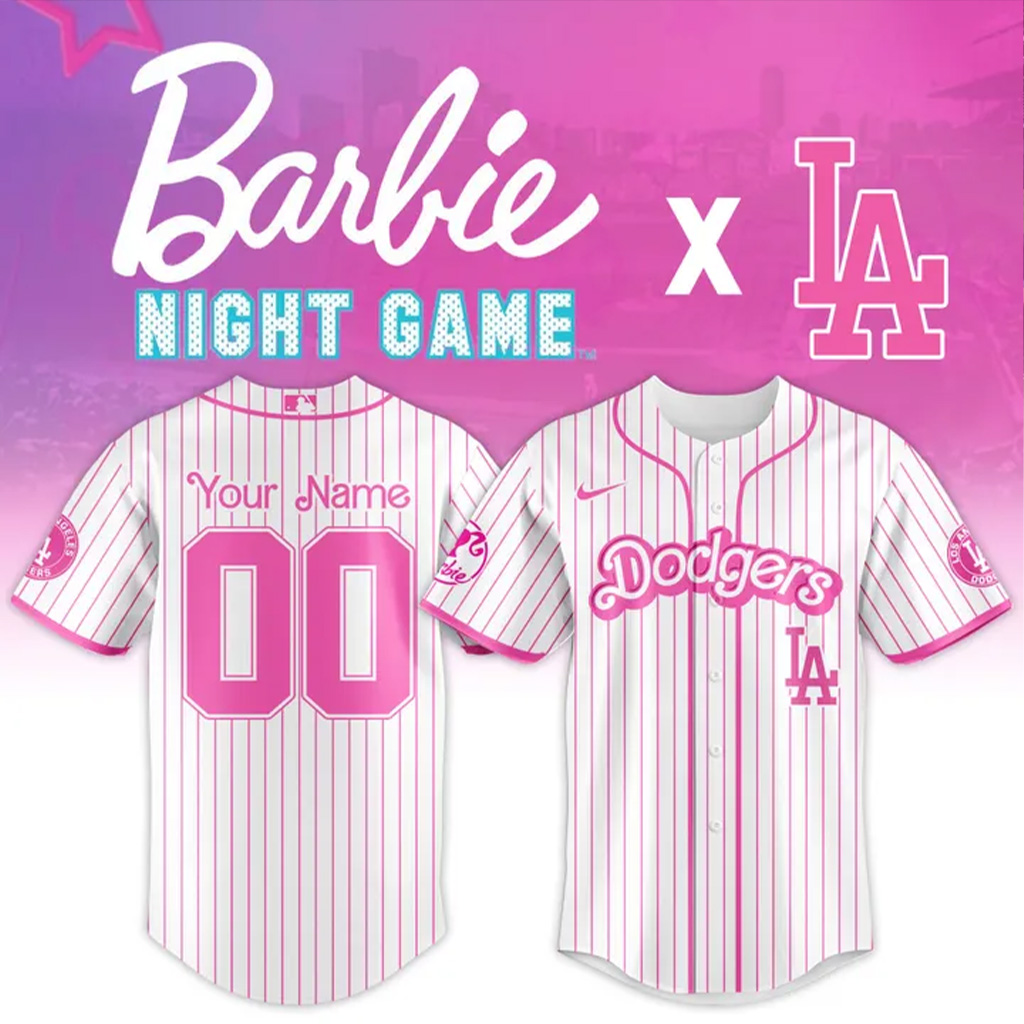 Personalized Dodgers World Series Merch 2025 Los Angeles Dodgers x Barbie Night Game Jersey Gifts-1