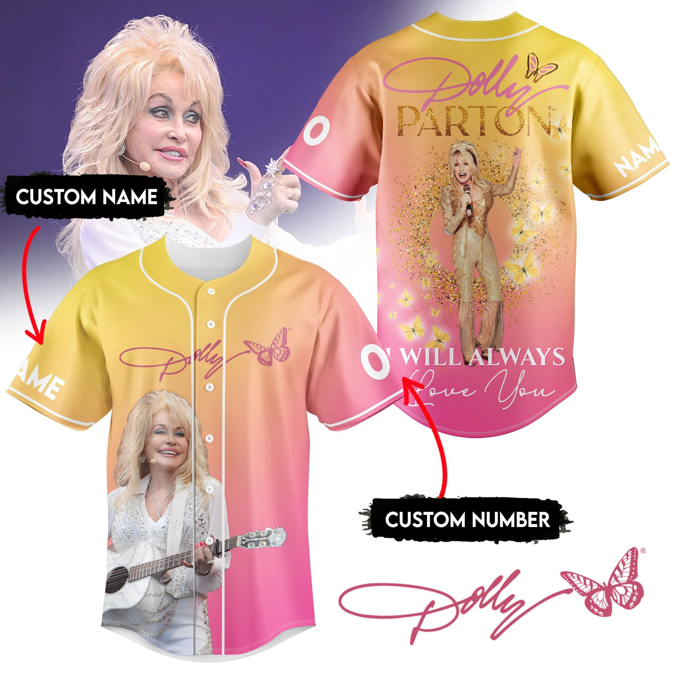 Personalized Dolly Parton Music Baseball Jersey Dolly Parton Merch Gifts For Mom-1