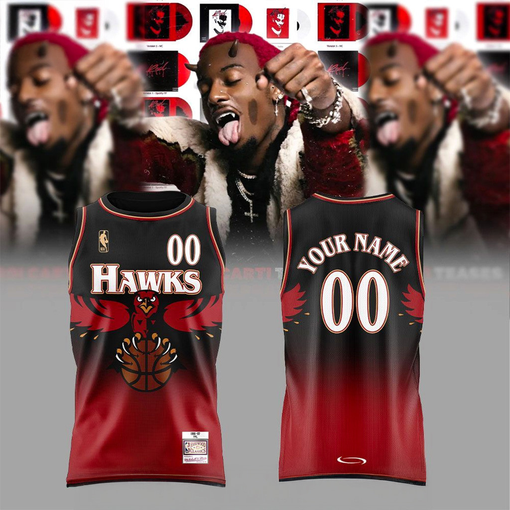 Personalized Drop The Jersey Playboicarti CARTI x HAWKS 2025 Jersey Hawks Merch Fans Gifts-1