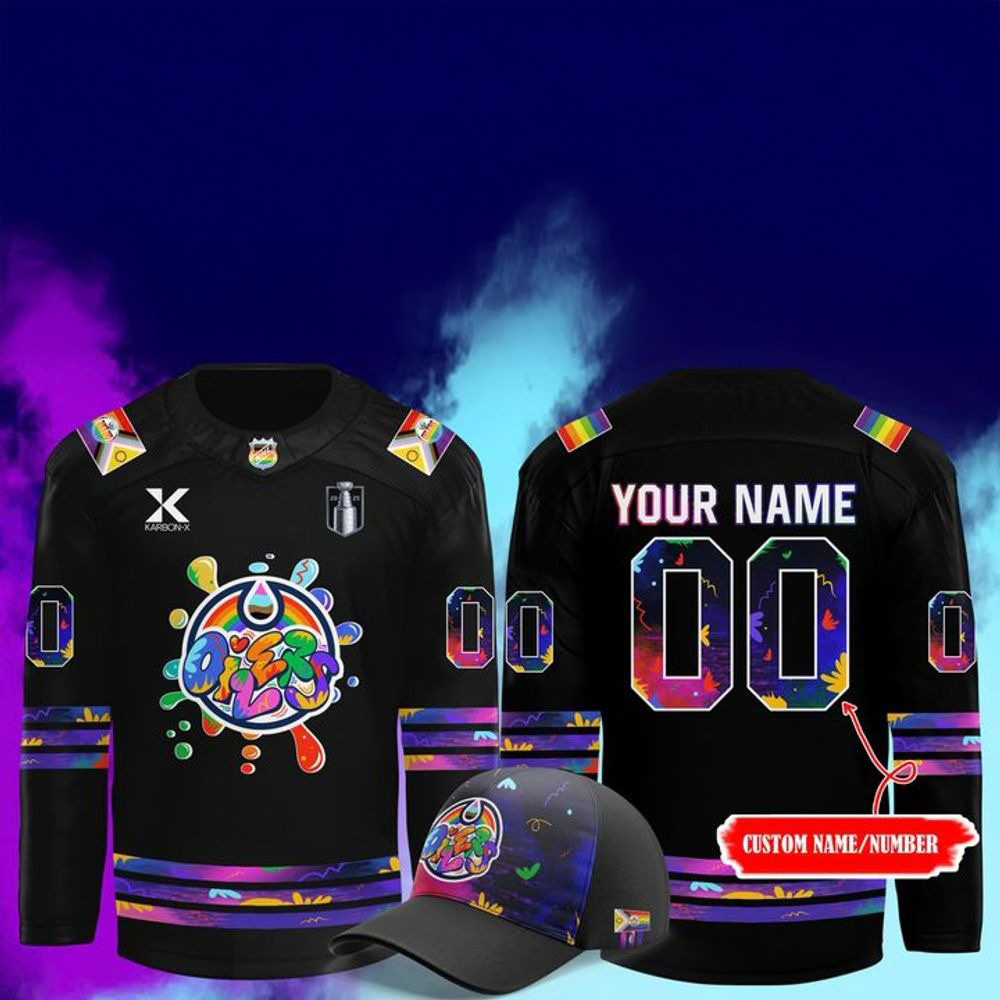 Personalized Edmonton Oilers X 2025 Pride Month Graffiti Hockey Jersey Edmonton Oilers Merch-1