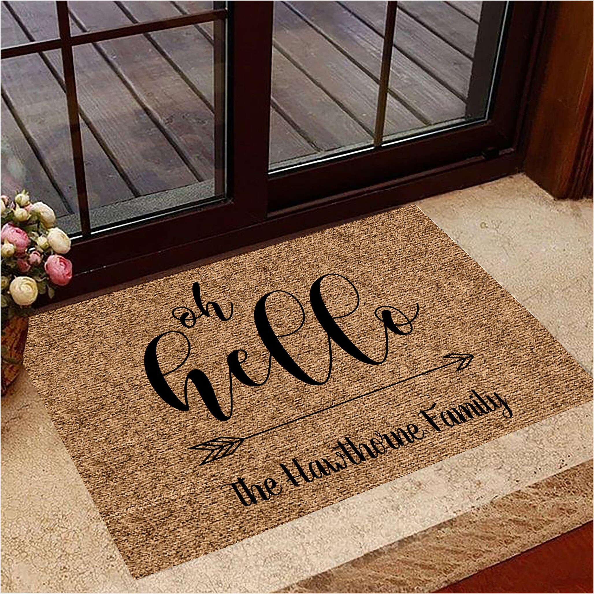 Personalized Family Doormat Oh Hello The Hawthorne Family Welcome Mat Gifts Gifts For BFF-1
