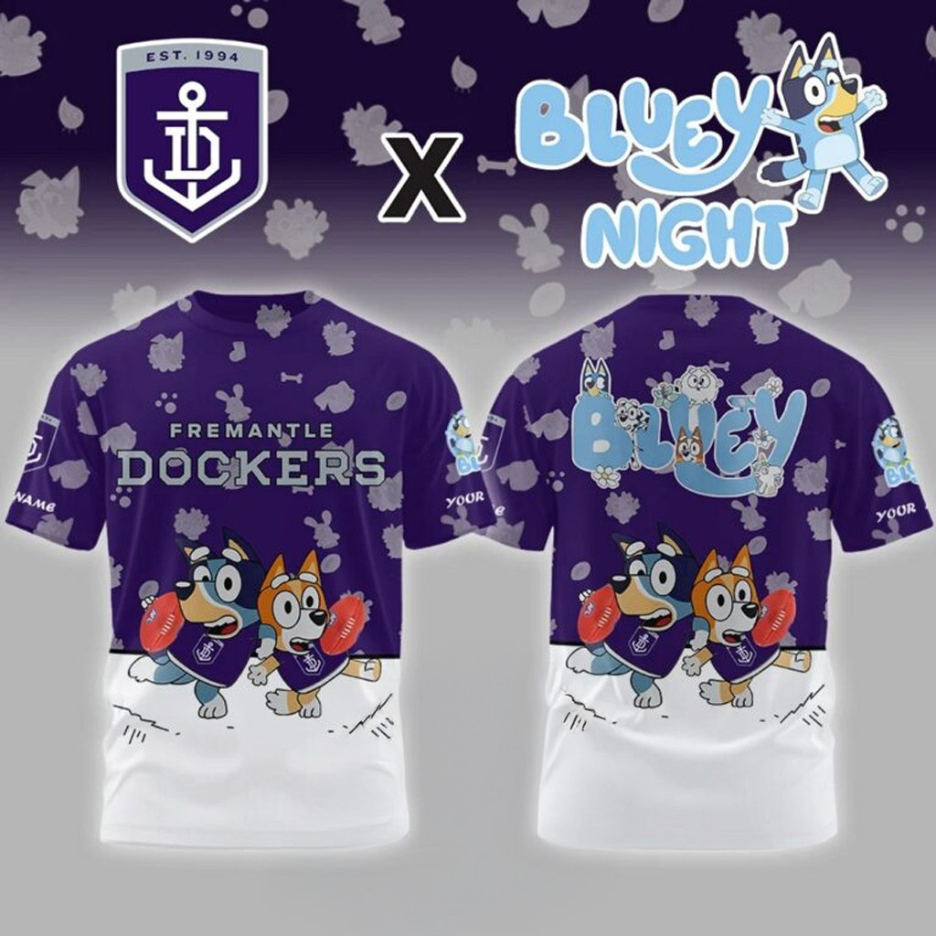 Personalized Fremantle Dockers AFL Team Bluey Night Shirt AFL Merch Gifts For Fans-1 Personalized Fremantle Dockers AFL Team Bluey Night Shirt AFL Merch Gifts For Fans-1