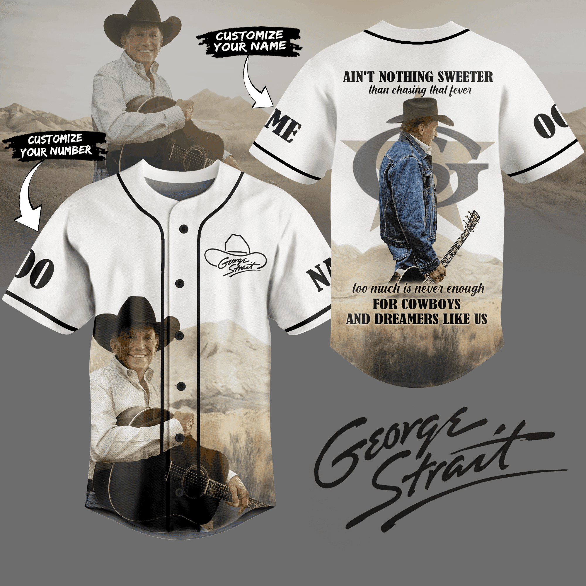 Personalized George Strait Music Baseball Jersey George Strait Merch Step Dad Gifts-1