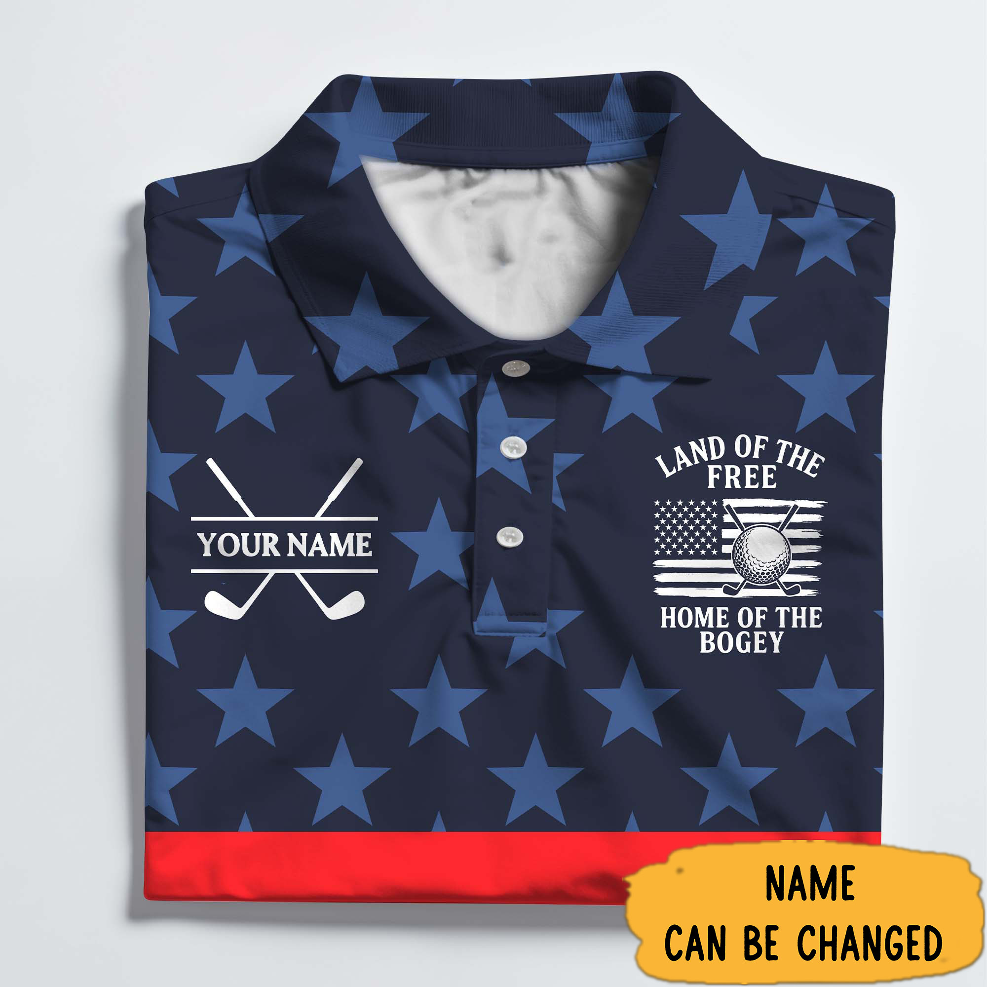 Personalized Golf Land Of The Free Polo Shirt Fathers Day Golf-1