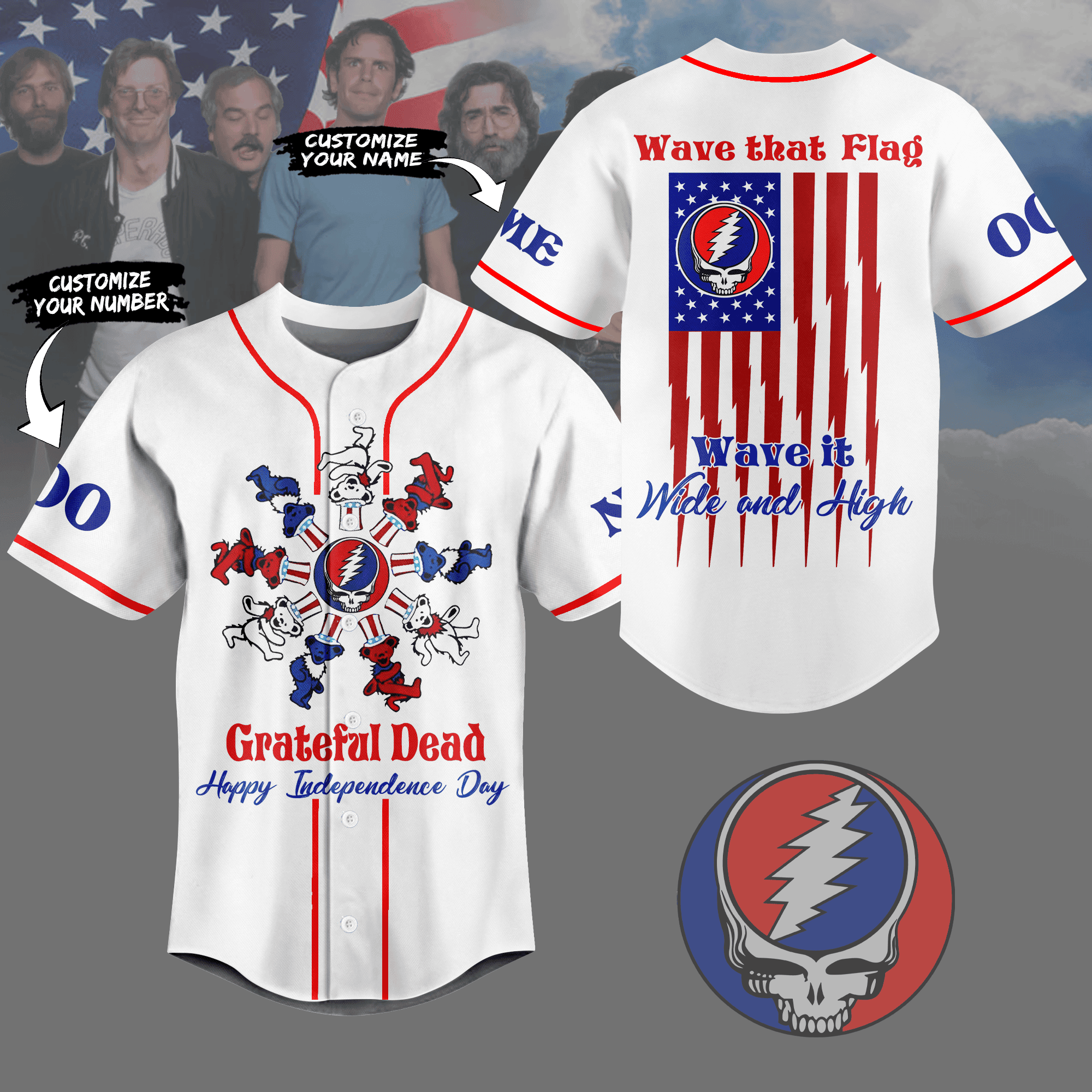 Personalized Grateful Dead Music Baseball Jersey For Fan Grateful Dead Merch Dad Gifts-1