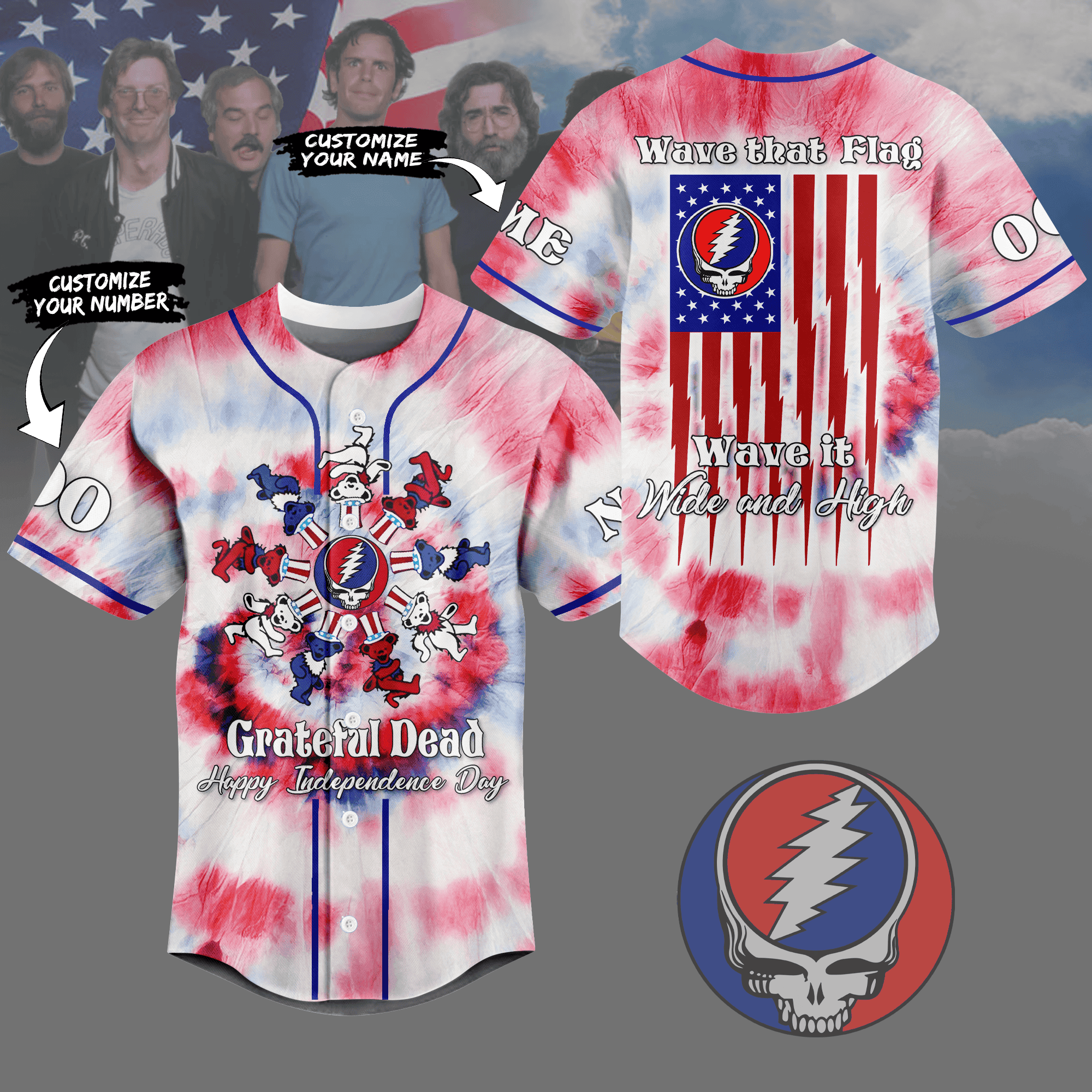 Personalized Grateful Dead Music Baseball Jersey Grateful Dead Merch Cool Gifts For Music Lovers-1