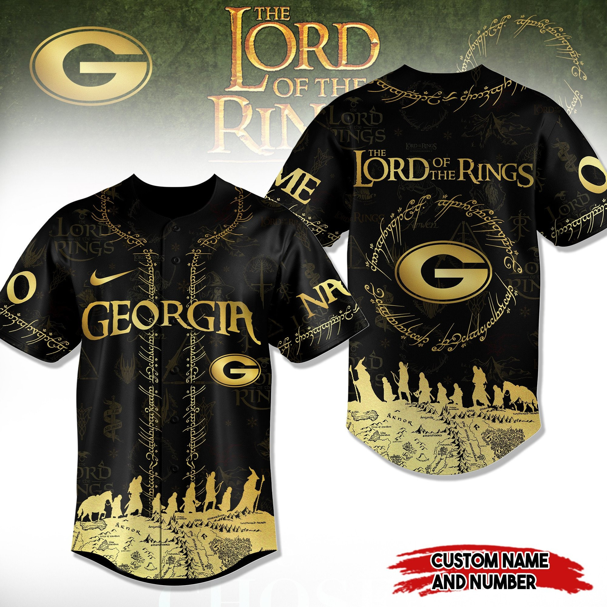 Personalized Green Bay Packers NFL X The Lord Of The Rings Baseball Jersey Packers Merch-1