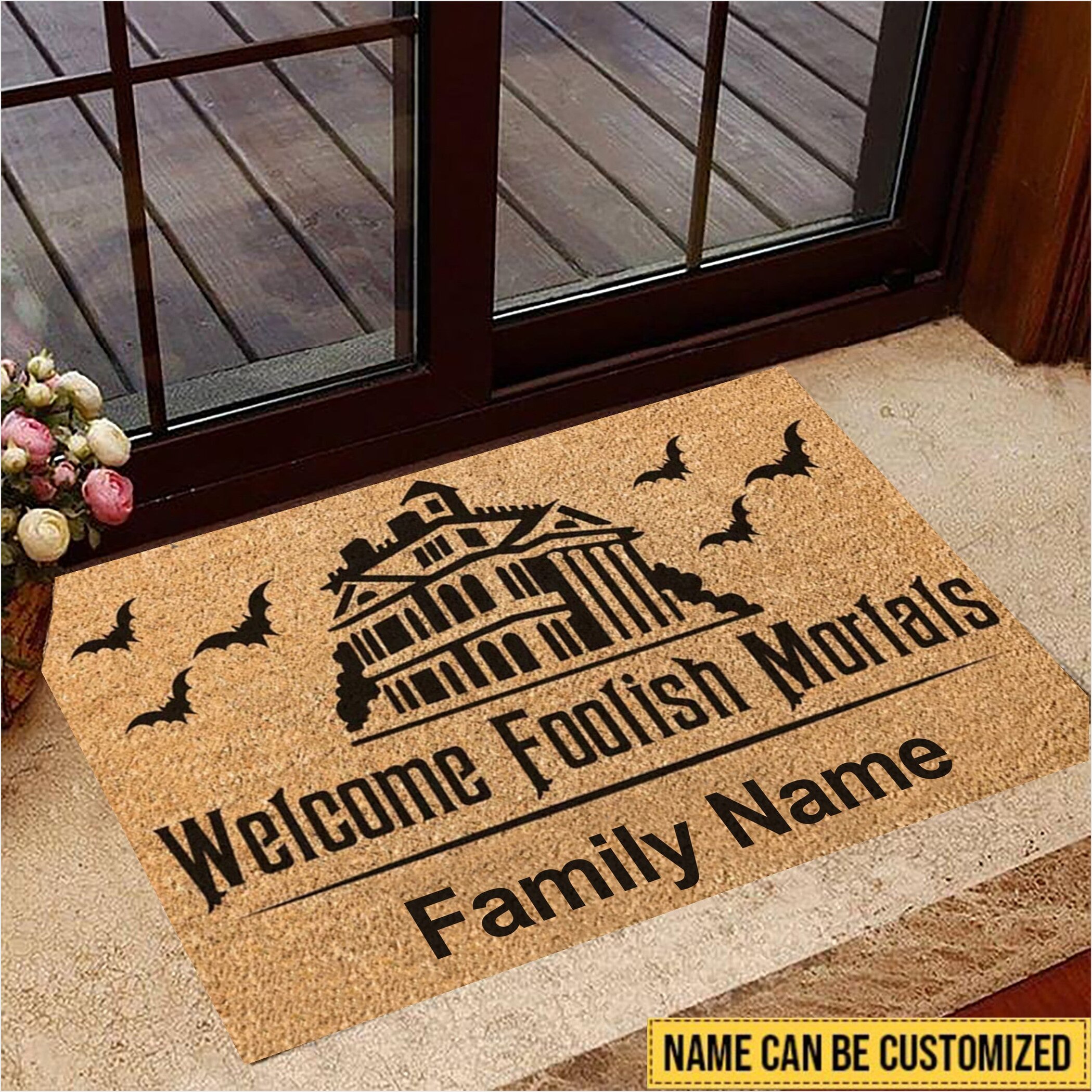 Personalized Haunted Mansion Doormat Welcome Foolish Mortal Funny Halloween Door Mat-1