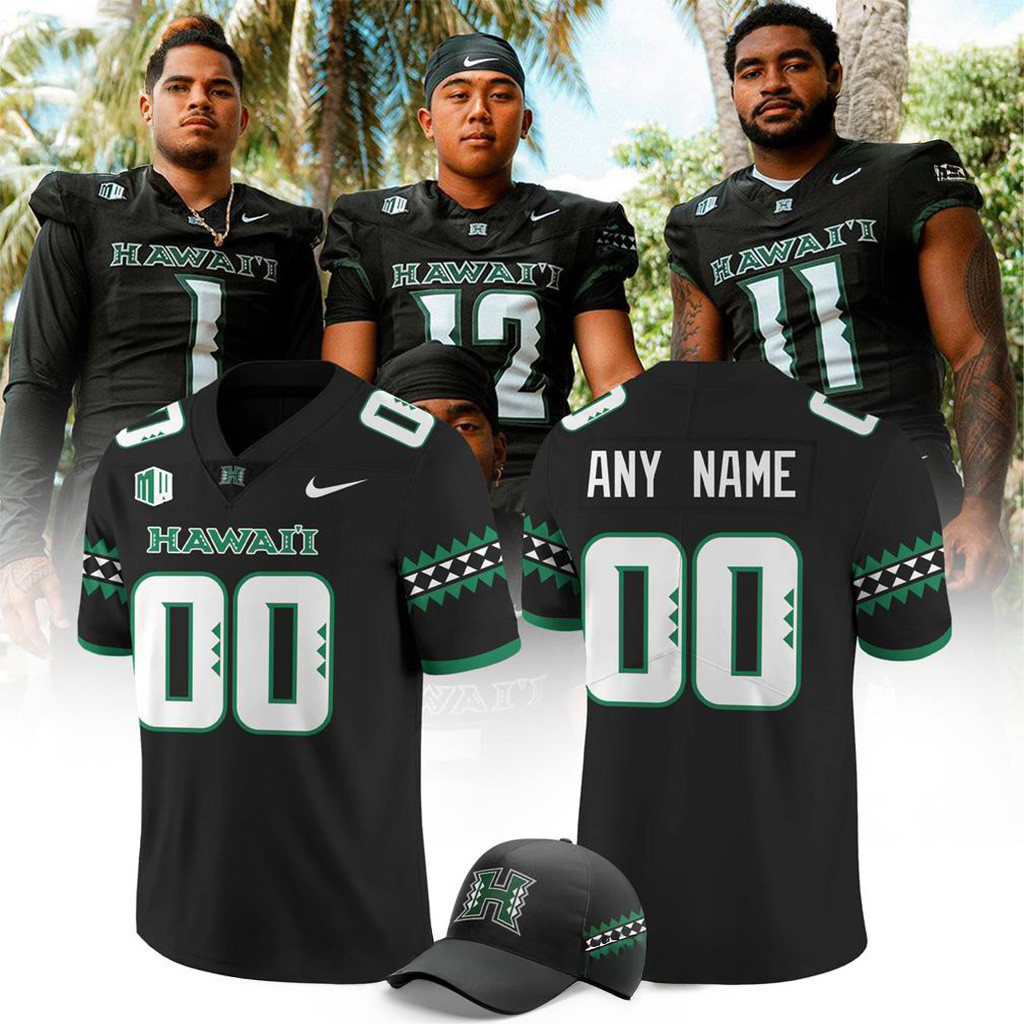 Personalized Hawaii Rainbow Warriors Special Football Jersey Black Warriors Merch Fan Gifts-1