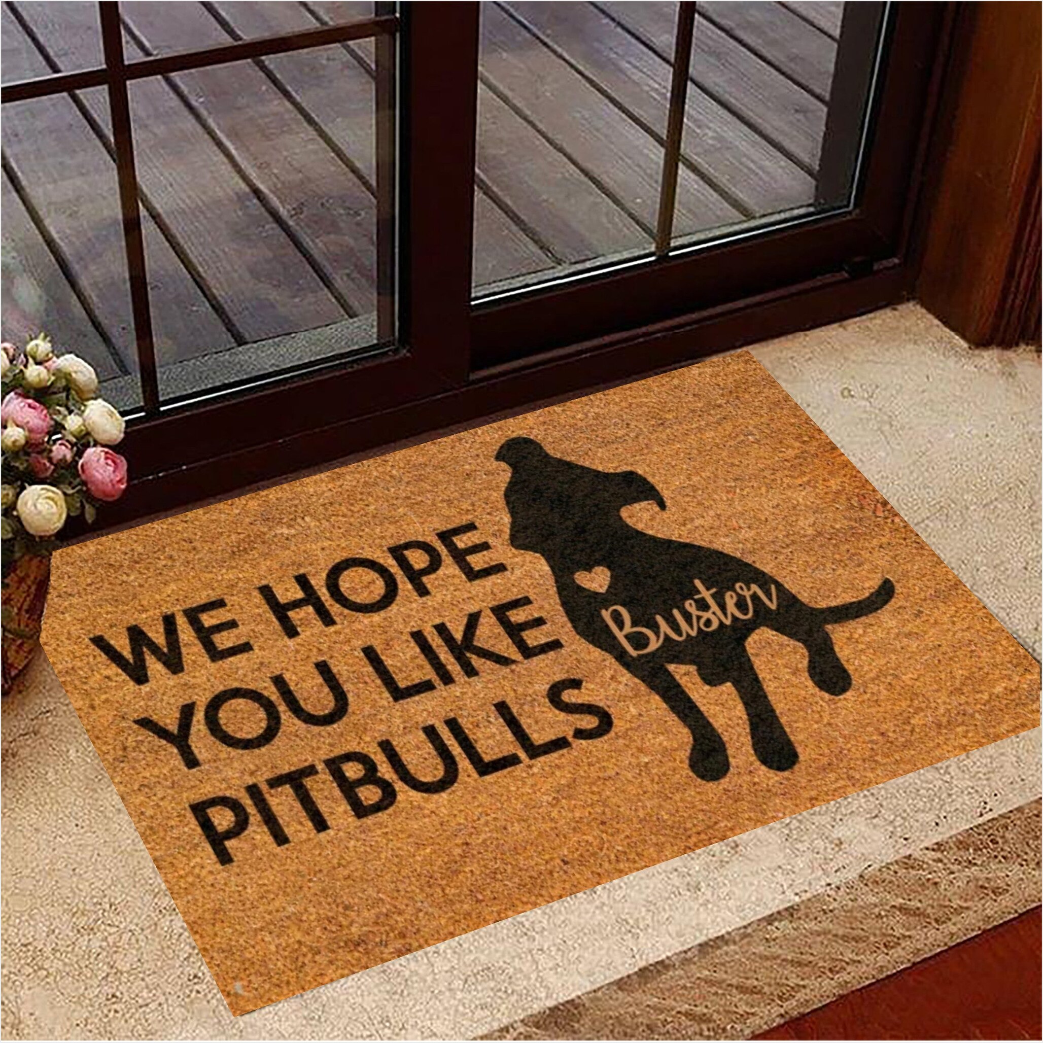 Personalized I Hope You Like Pitbulls Doormat Pitbull Dog Merchandise Welcome Mat Gifts For BFF-1