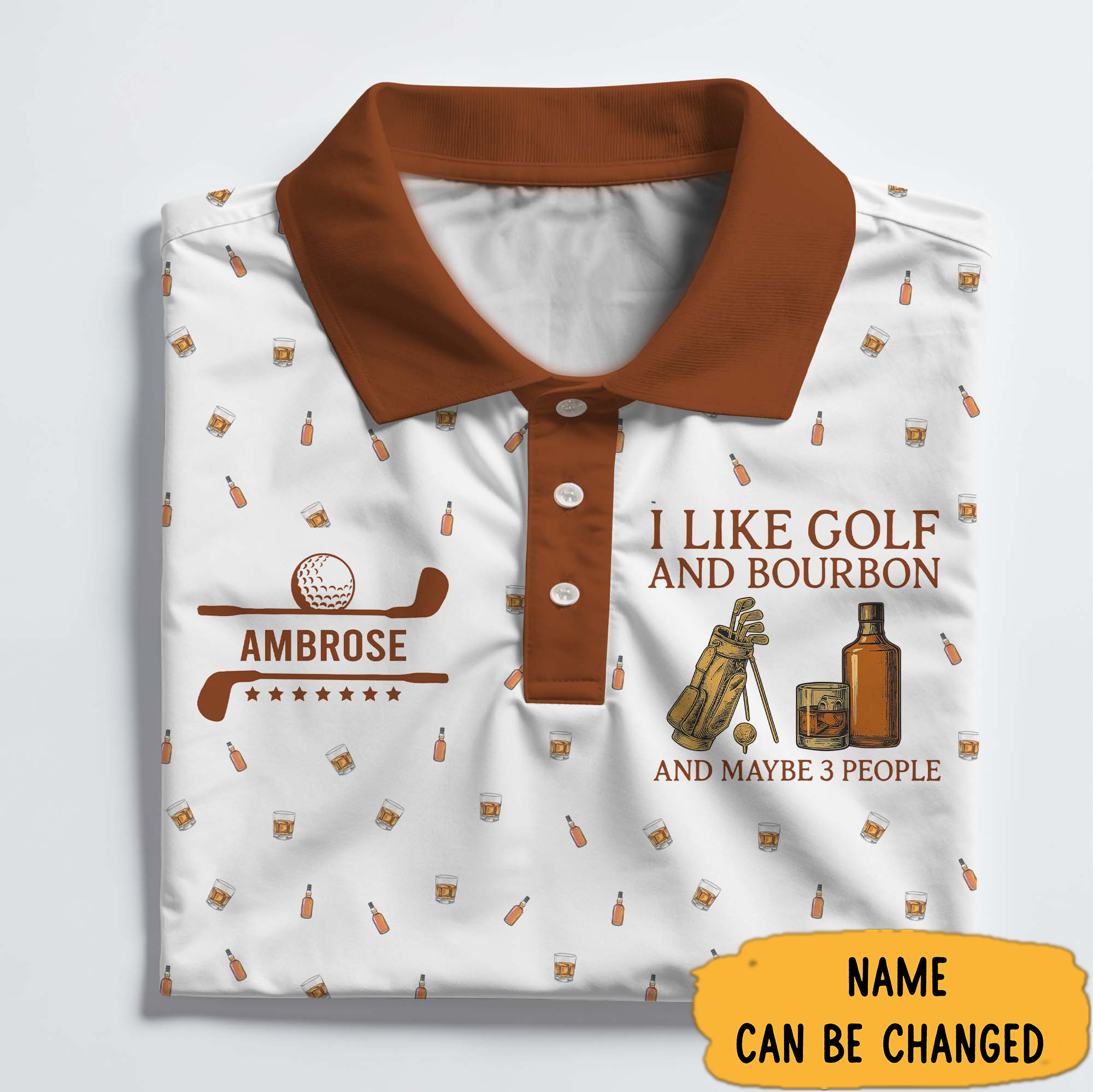 Personalized I Like Golf and Bourbon Polo Shirt Gifts For New Golfers-1