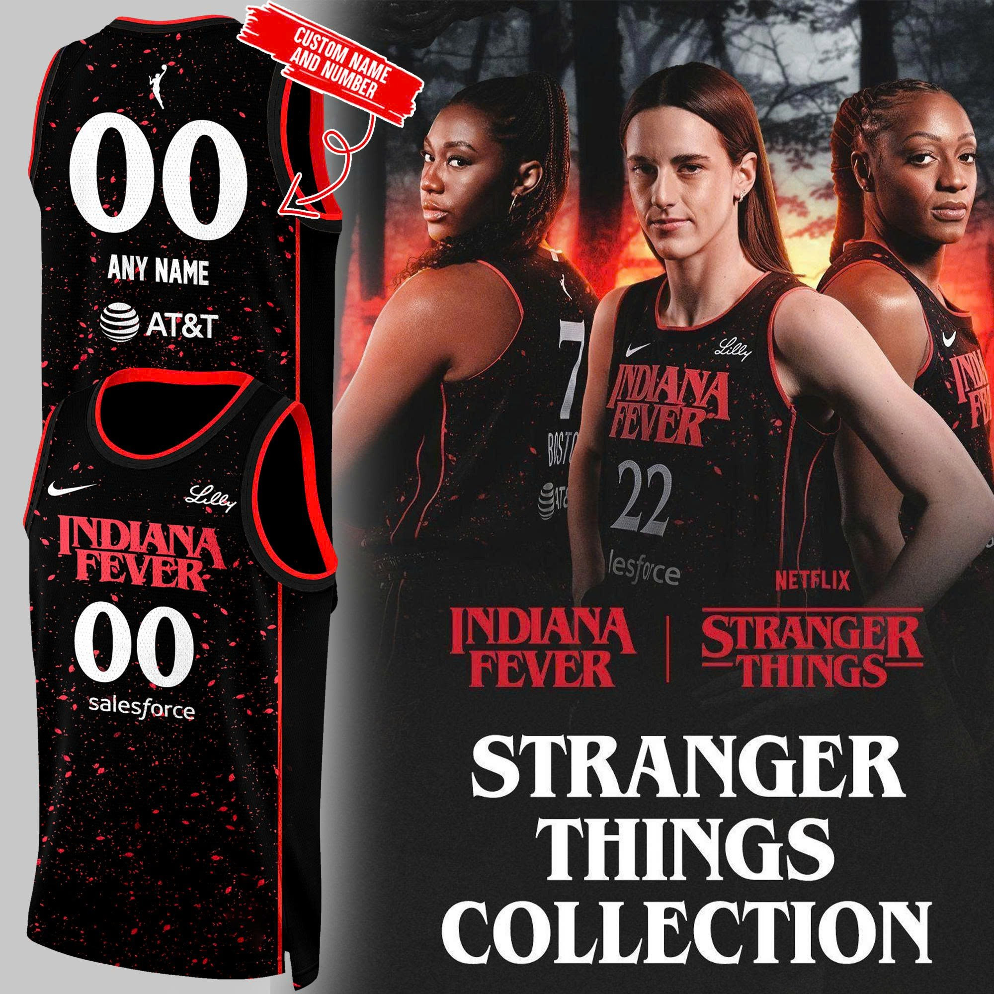 Personalized Indiana Fever Stranger Things Rebel Swingman Black Jersey Gifts For Fans-1