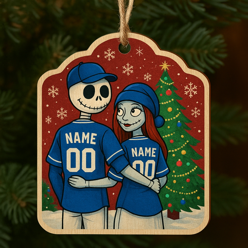 Personalized Jack And Sally Los Angeles Dodgers Christmas Ornament Custom 2025 Christmas Gift-1