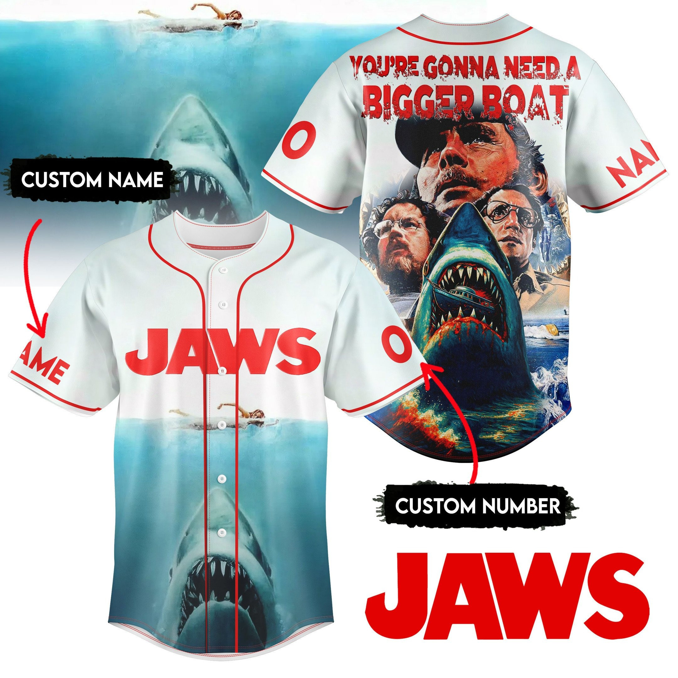 Personalized Jaws Movie Baseball Jersey Jaws Merch Gifts For Movie Fans-1 Personalized Jaws Movie Baseball Jersey Jaws Merch Gifts For Movie Fans-1