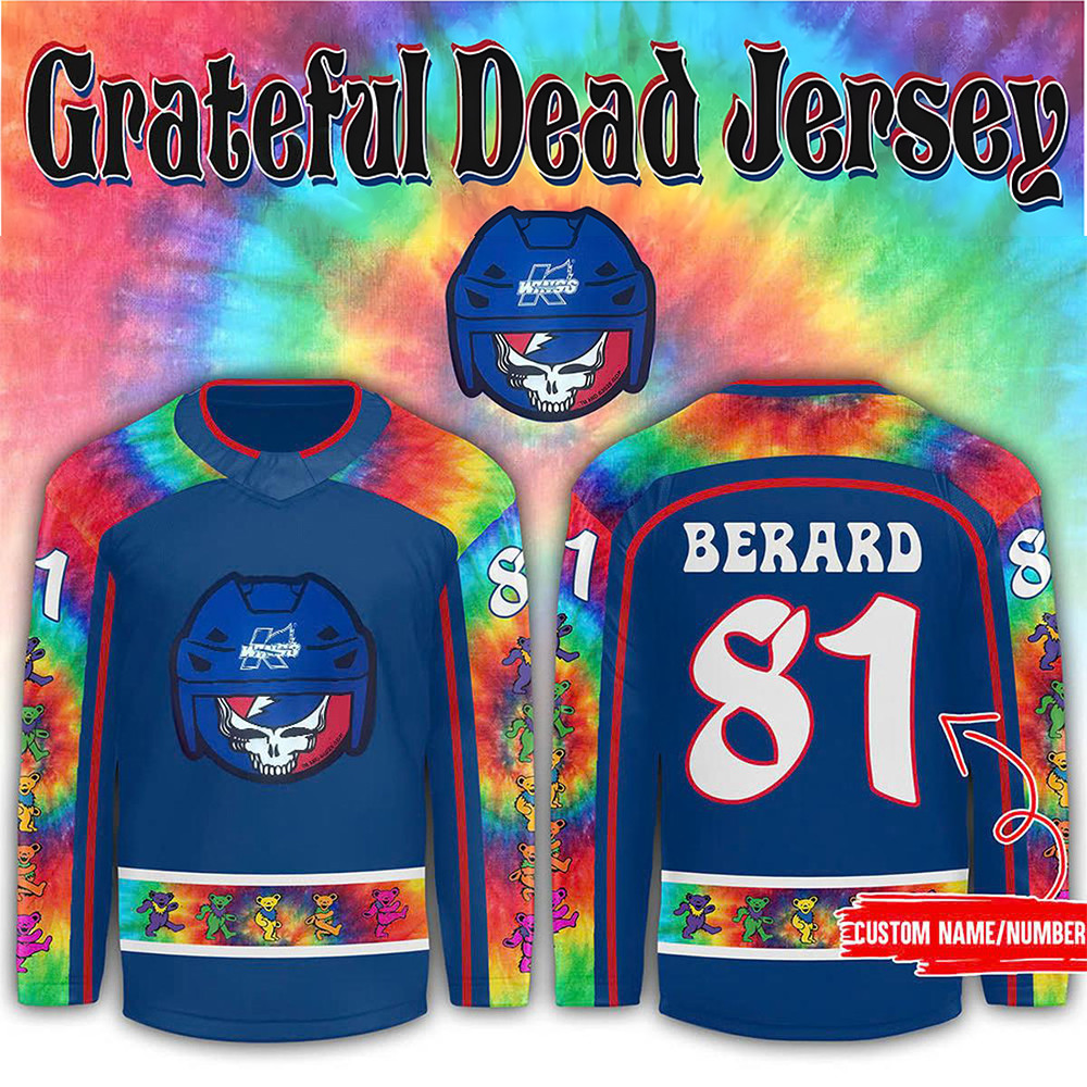 Personalized Kalamazoo Wings X Grateful Dead Hockey Jersey Best Gifts For Hockey Fans-1
