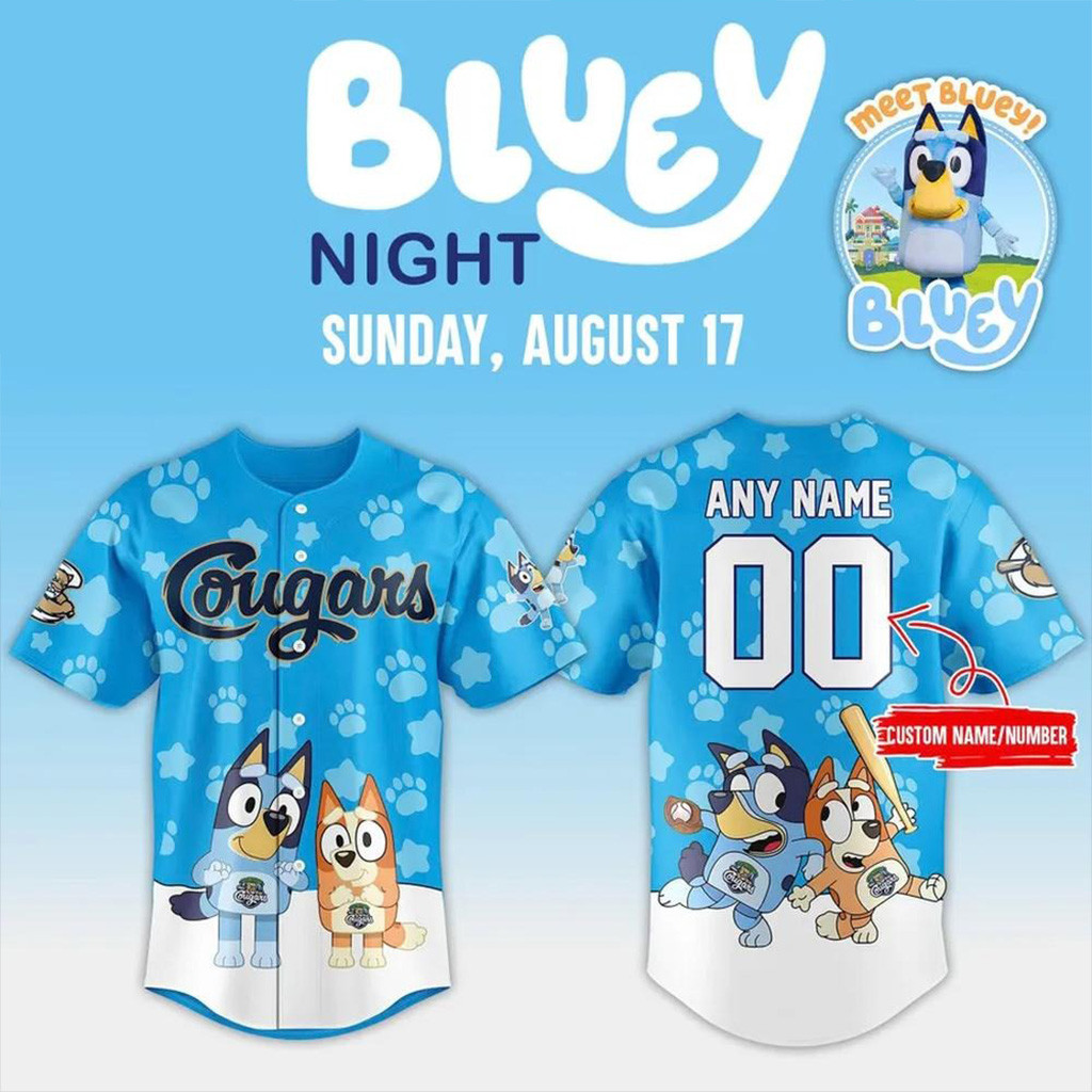 Personalized Kane County Cougars Bluey Night Baseball Jersey Kane County Cougars Merch-1