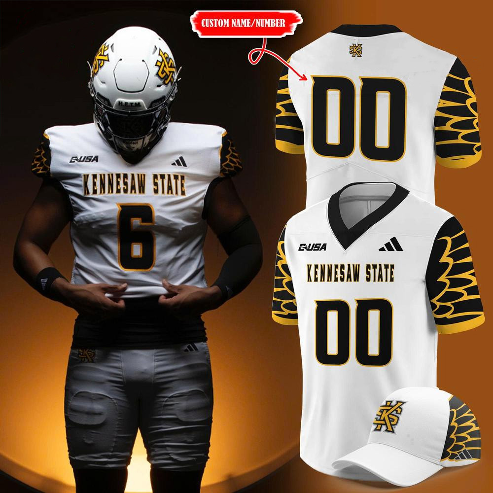 Personalized Kennesaw State Owls White Uniform Football Jersey Owls Merch Gift For Him-1