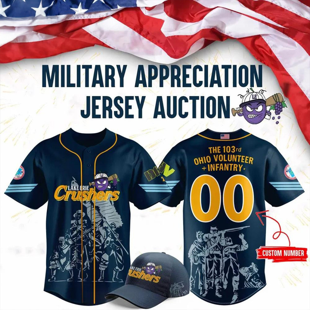 Personalized Lake Erie Crushers Military Appreciation Baseball Jersey Crushers Merch-1