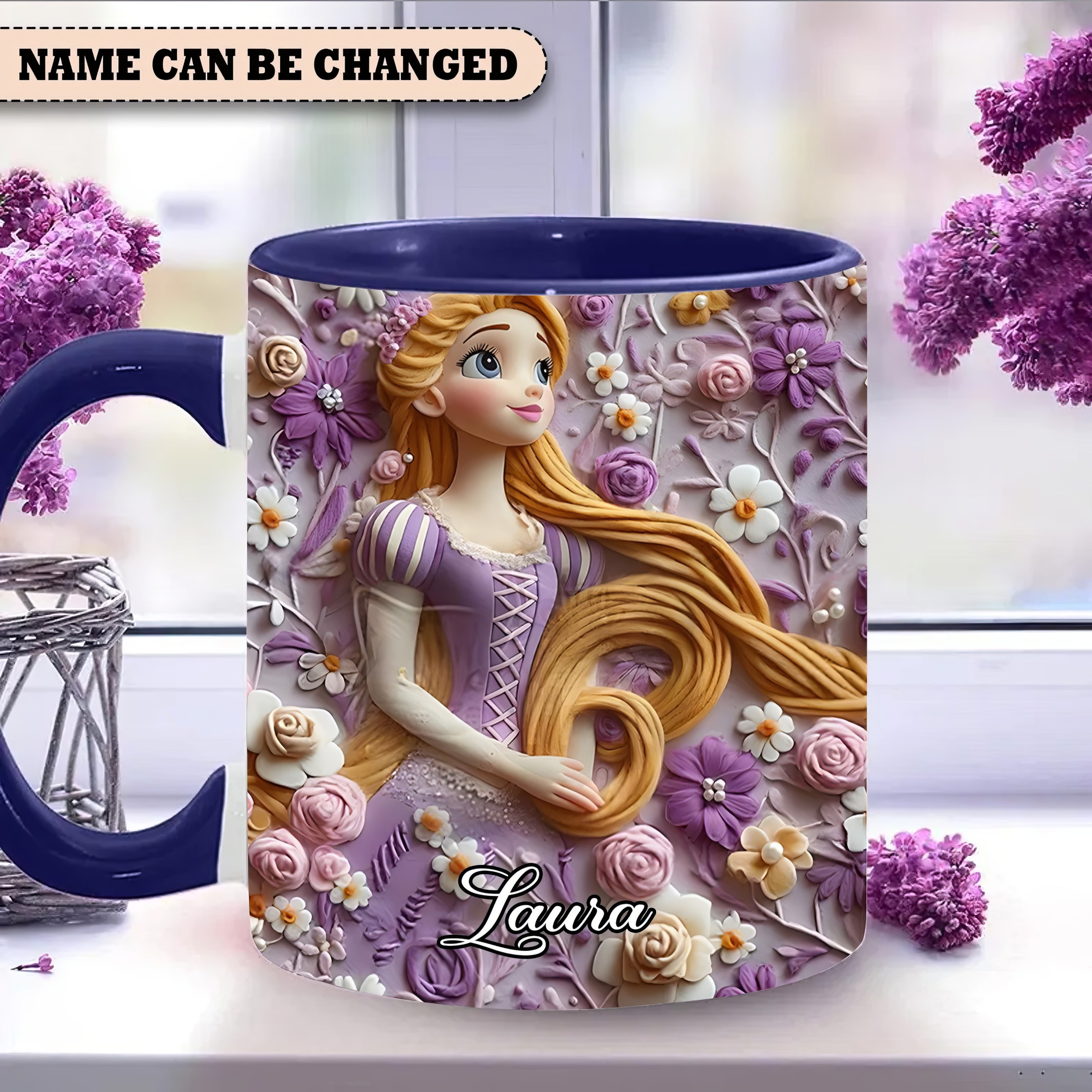 Personalized Long Hair Princess Accent Mug Mother's Day Gifts For Daughter-1