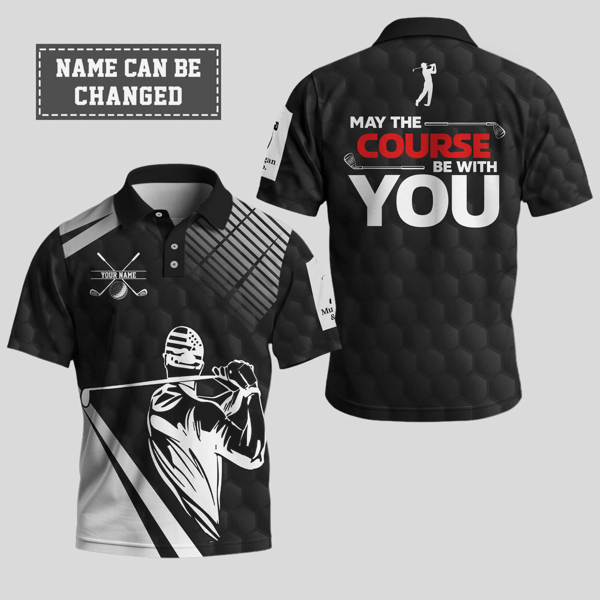 Personalized May The Course Be With You Golf Polo Shirt Father's Day Golf Gift Ideas-1