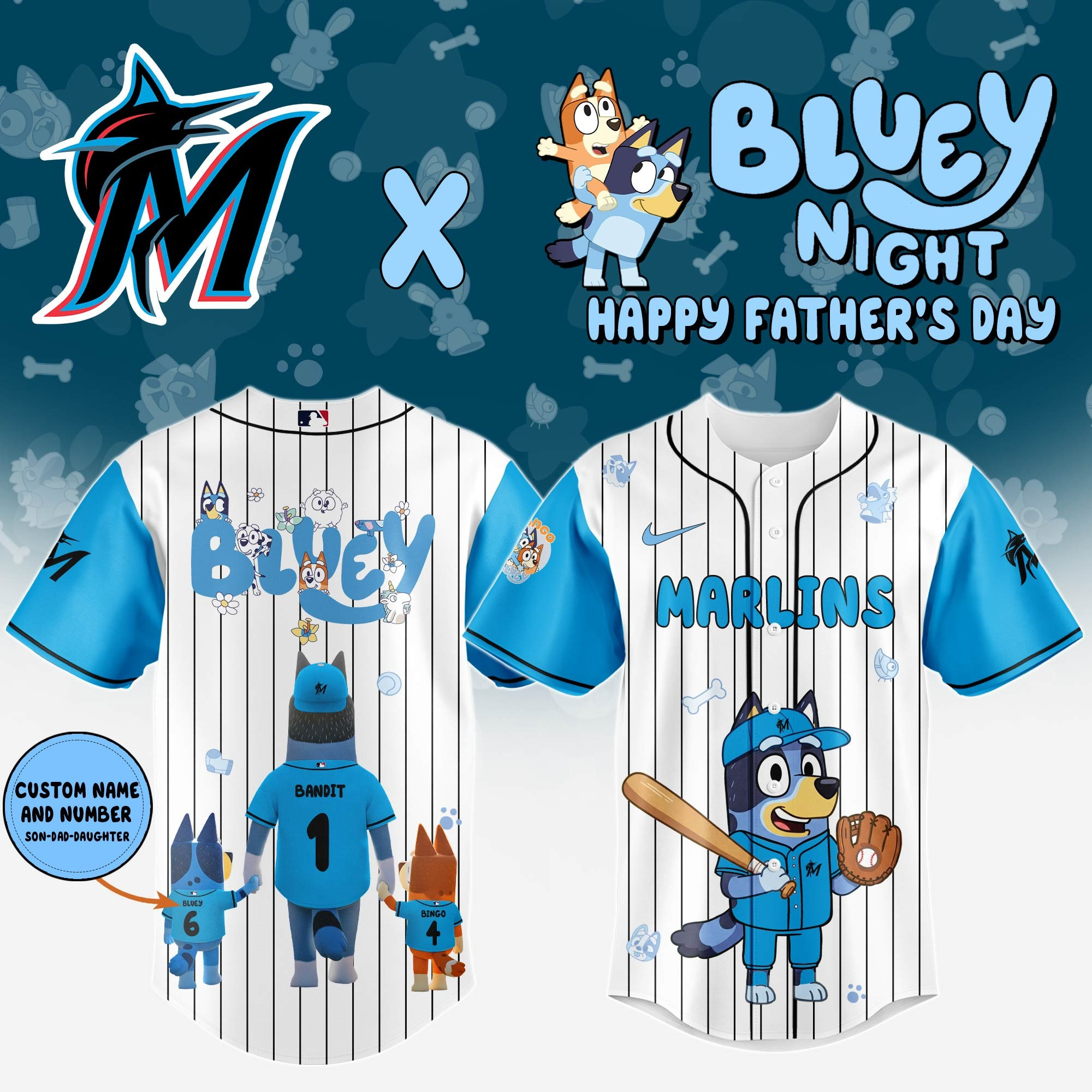 Personalized Miami Marlins Happy Father's Day Limited Edition Jersey 2025 Miami Marlins Merch-1