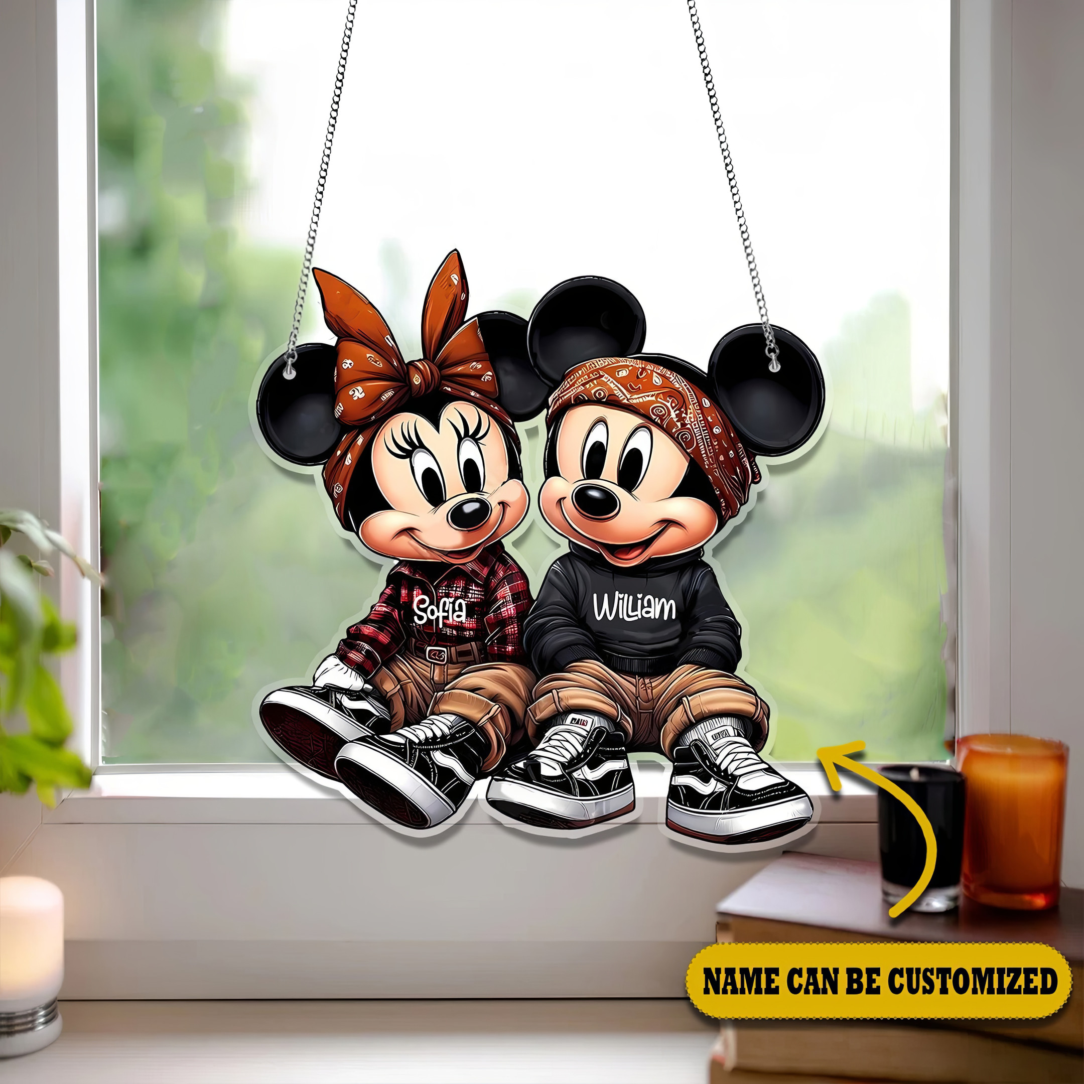 Personalized Mickey Mouse Couple Acrylic Window Ornament Cute Gifts For Couples-1