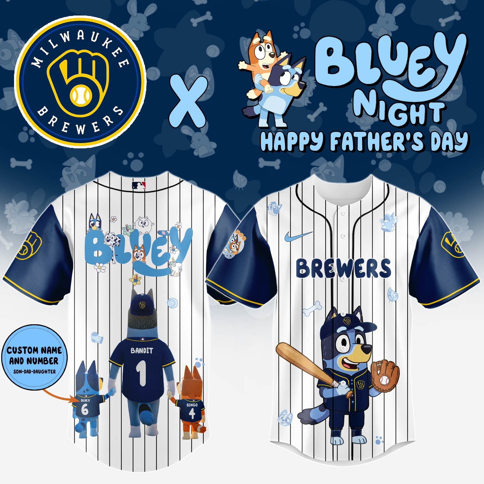 Personalized Milwaukee Brewers Happy Father's Day Jersey 2025 Milwaukee Brewers Merch-1
