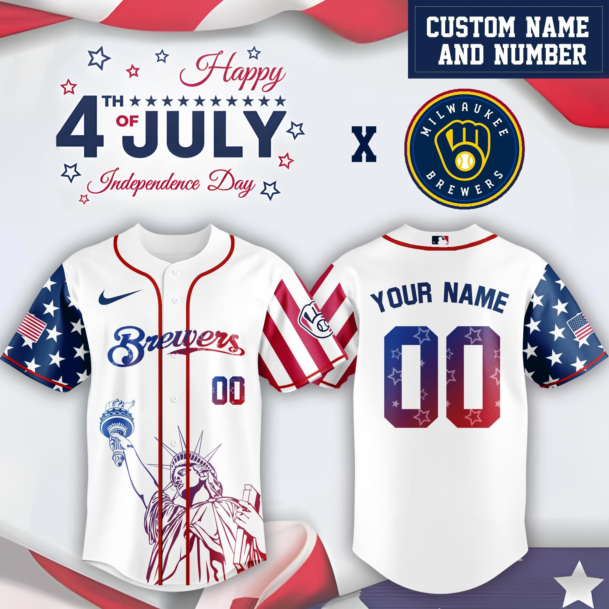 Personalized Milwaukee Brewers Special Independence Day Jersey Milwaukee Brewers Merch-1
