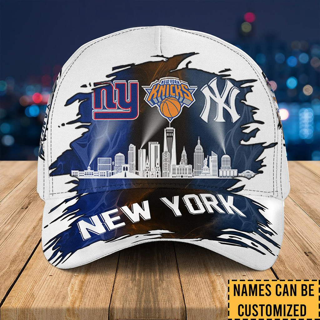 Personalized New York Giants Knicks And Yankees Hat Fan Merch Best Gift For Dad-1