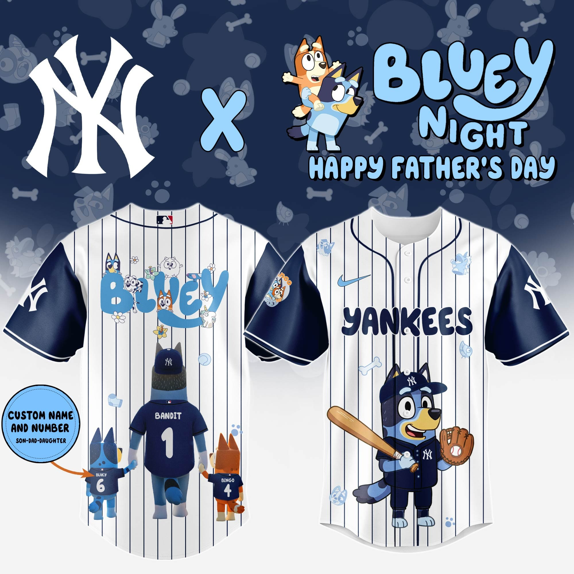 Personalized New York Yankees Happy Father's Day 2025 Jersey New York Yankees Merch-1