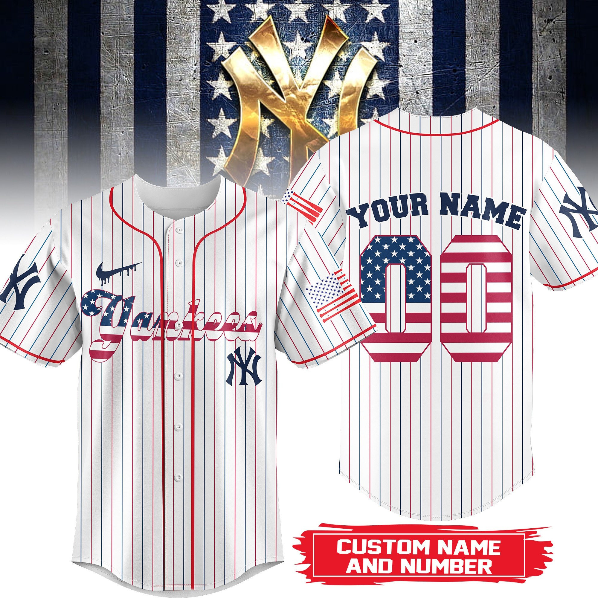 Personalized New York Yankees MLM Baseball Jersey New York Yankees Merch Gifts For Fans-1