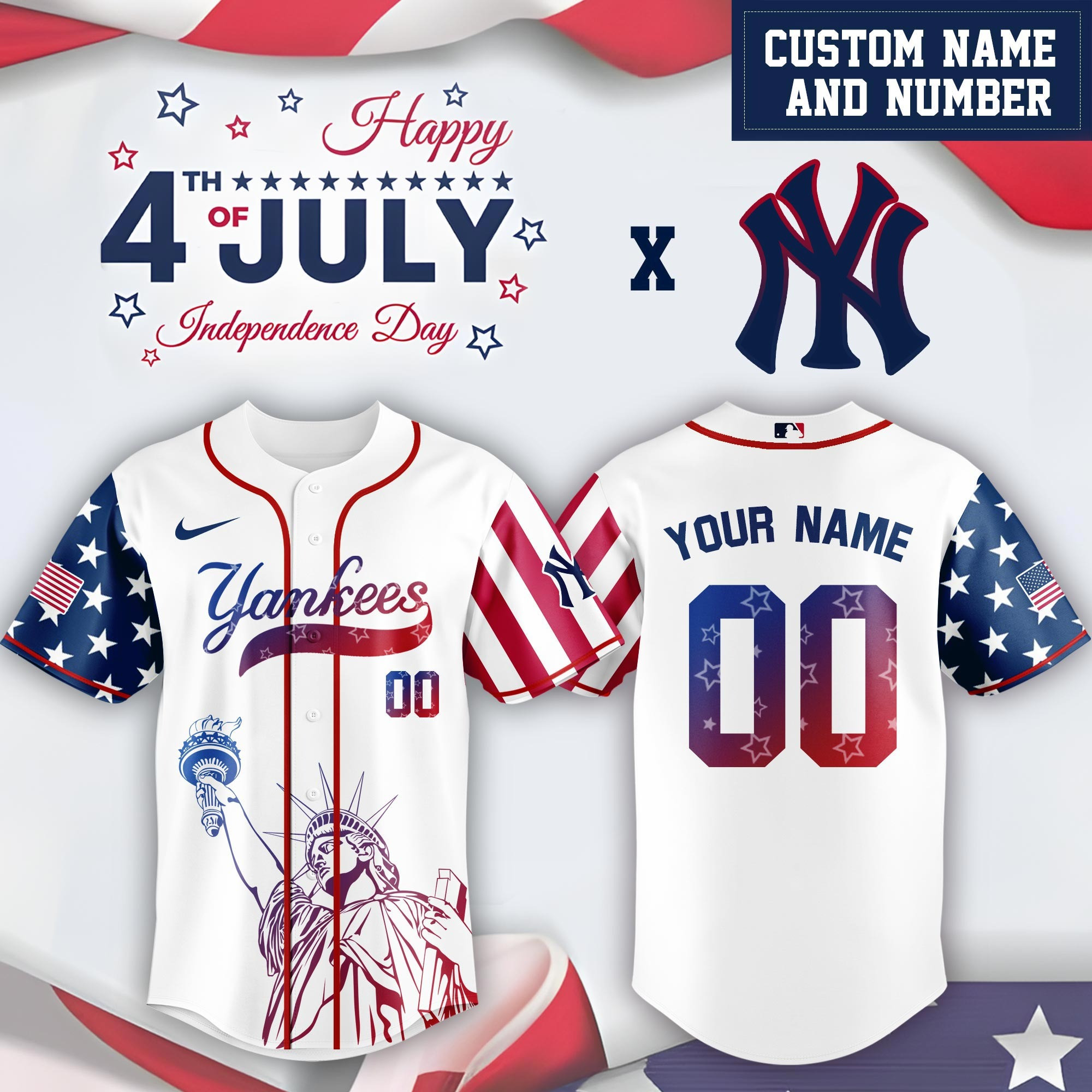Personalized New York Yankees Special Independence Day Jersey New York Yankees Merch-1
