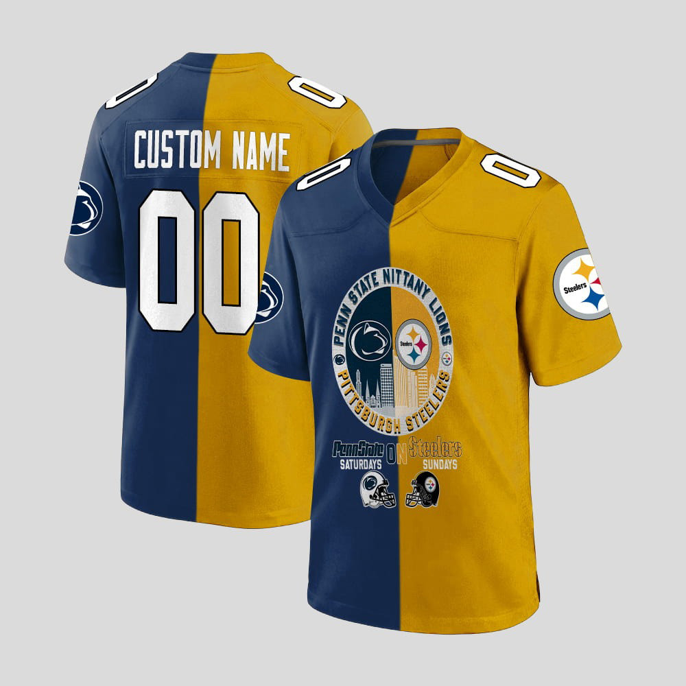 Personalized Nittany Lions On Saturdays Steelers On Sundays Jersey Best Father's Day Gifts-1