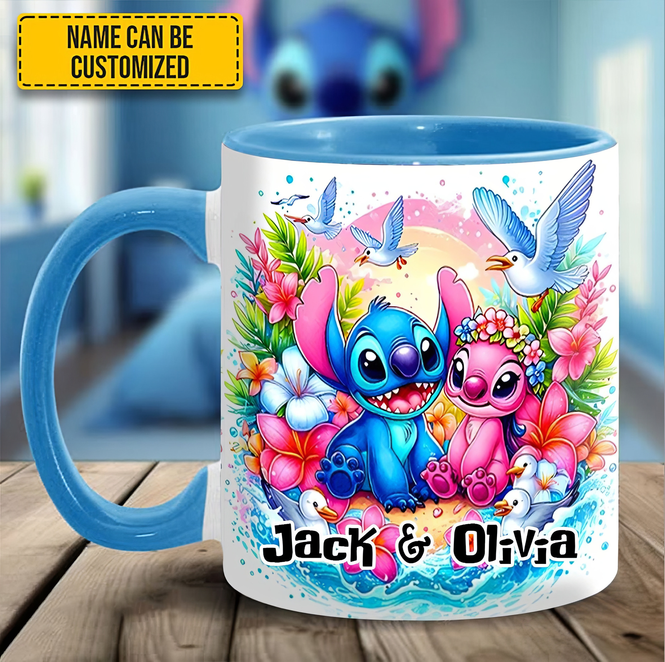 Personalized Ohana Couple With Birds Accent Mug Cute Mug Anniversary Gifts For Husband-1