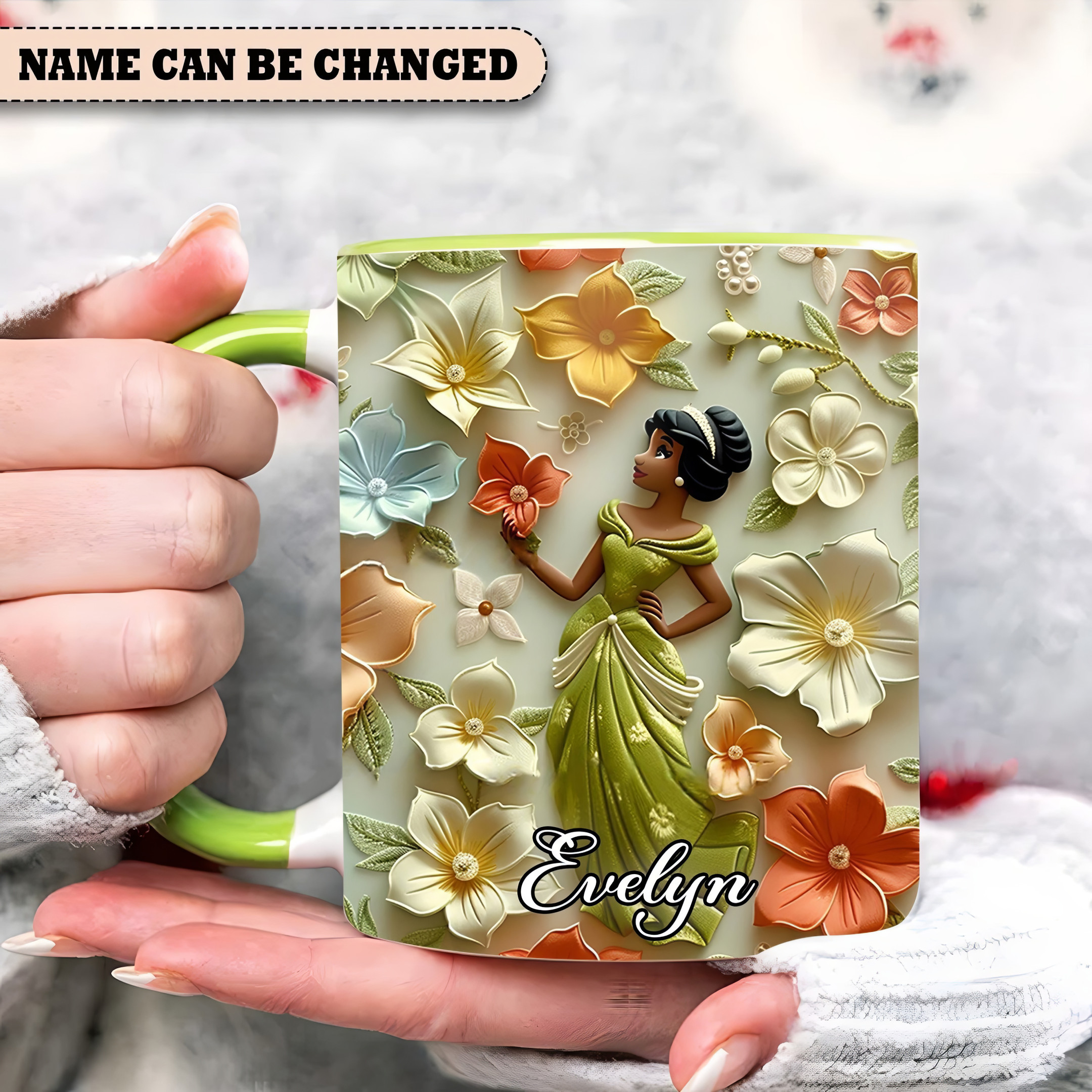 Personalized Princess Loves Frog With Flowers Accent Mug Mother's Day Gifts For Daughter-1