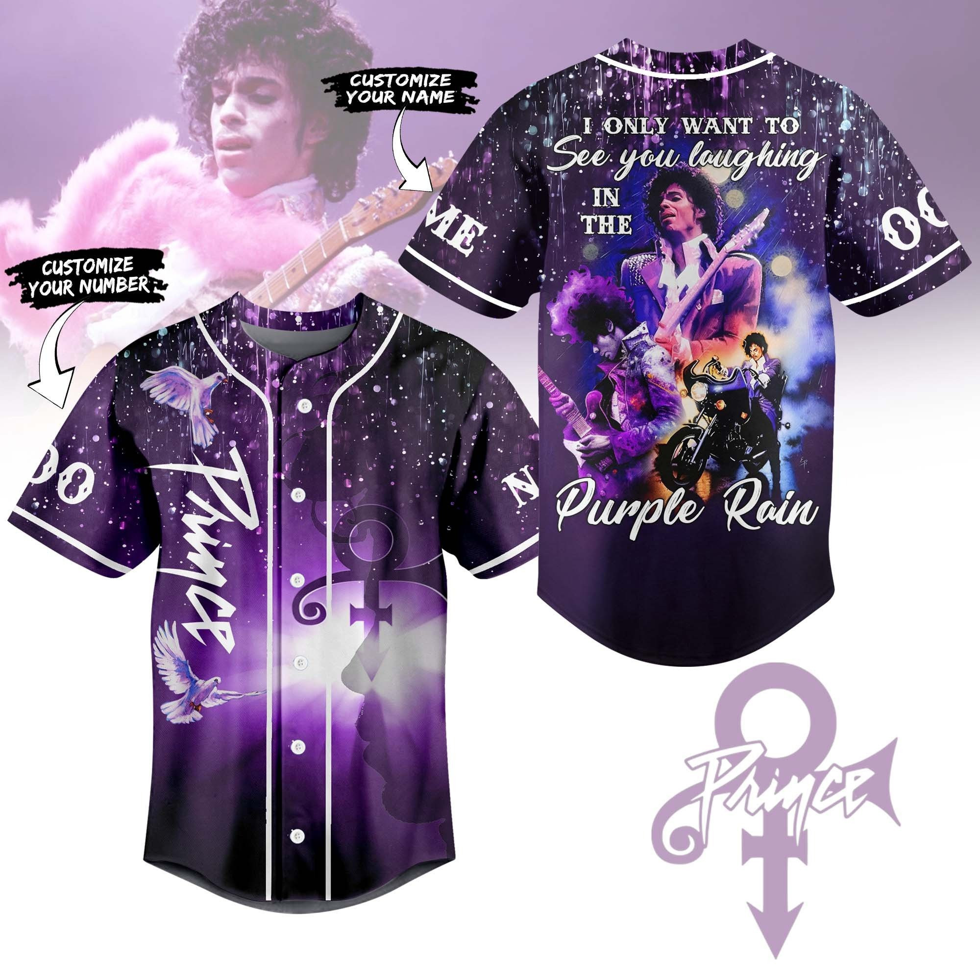 Personalized Purple Rain Prince Music Baseball Jersey Purple Rain Merch Gifts For Fans-1
