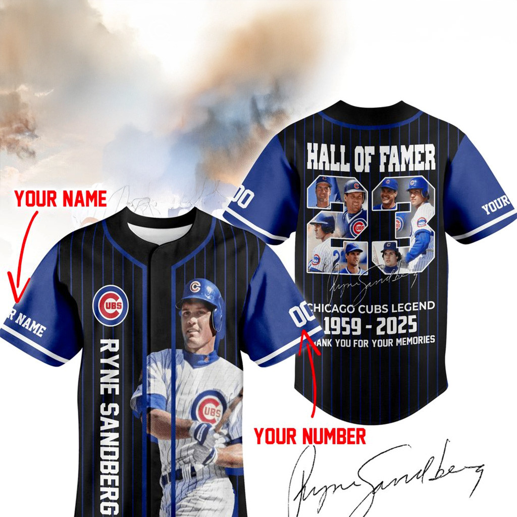 Personalized Ryne Sandberg Hall Of Famer Chicago Cubs Legends Jersey Fan Merch-1