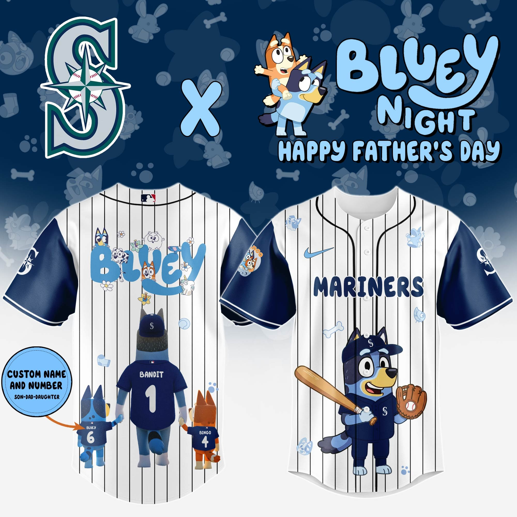 Personalized Seattle Mariners Happy Father's Day 2025 Jersey Seattle Mariners Merch For Fans-1
