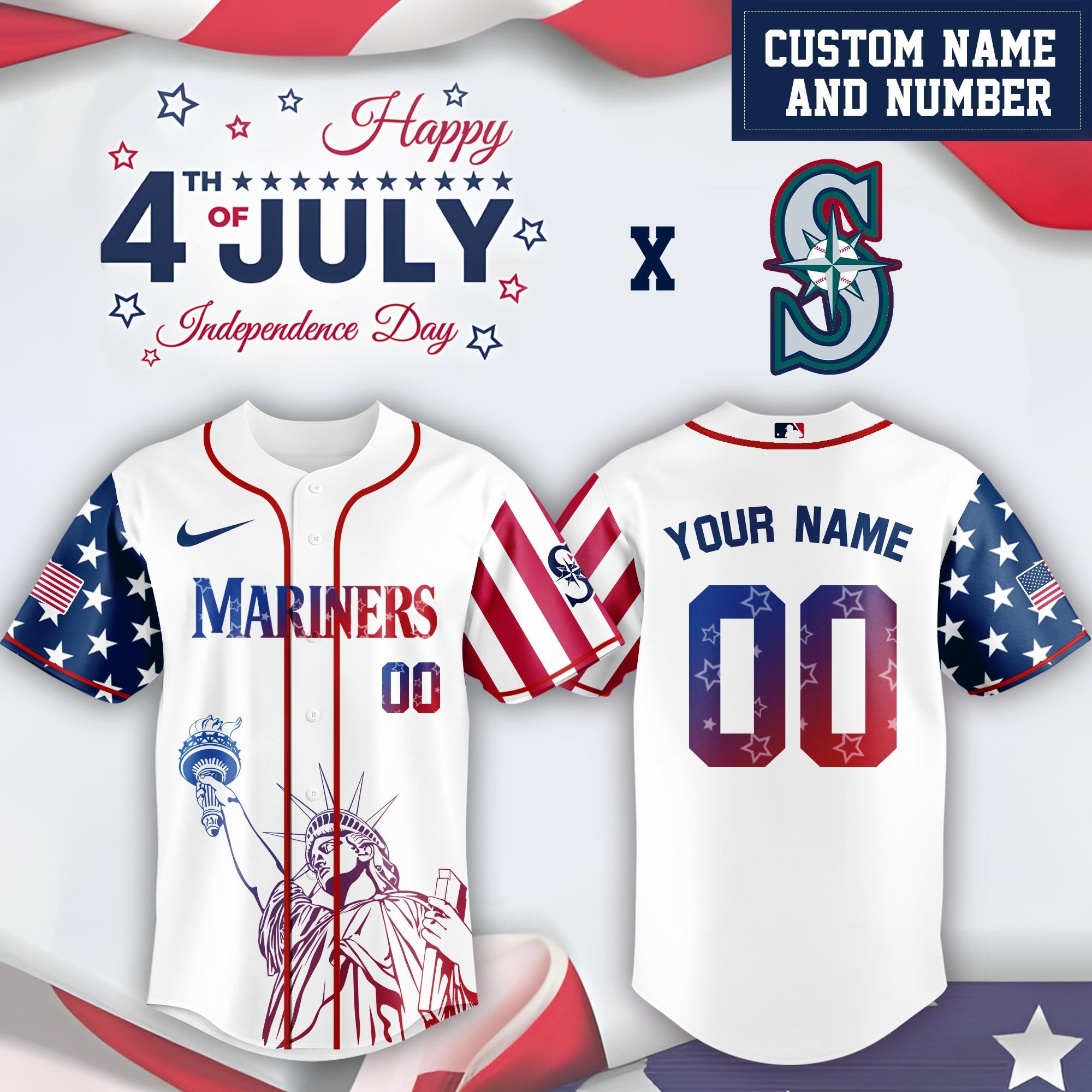 Personalized Seattle Mariners Special Independence Day Jersey Seattle Mariners Merch-1