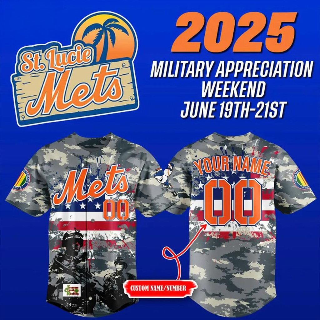 Personalized St Lucie Mets 2025 Military Appreciation Weekend Baseball Jersey St Lucie Mets Merch-1