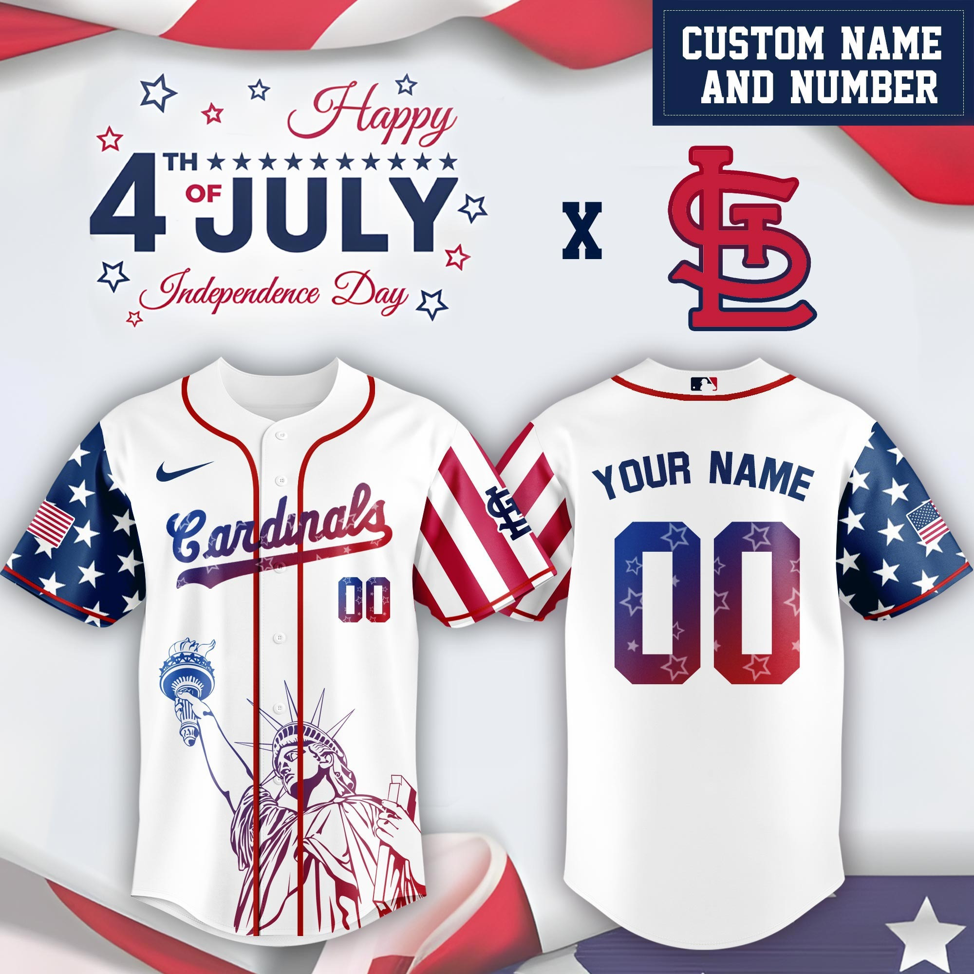 Personalized St.Louis Cardinals Special Independence Day Jersey St.Louis Cardinals Merch-1