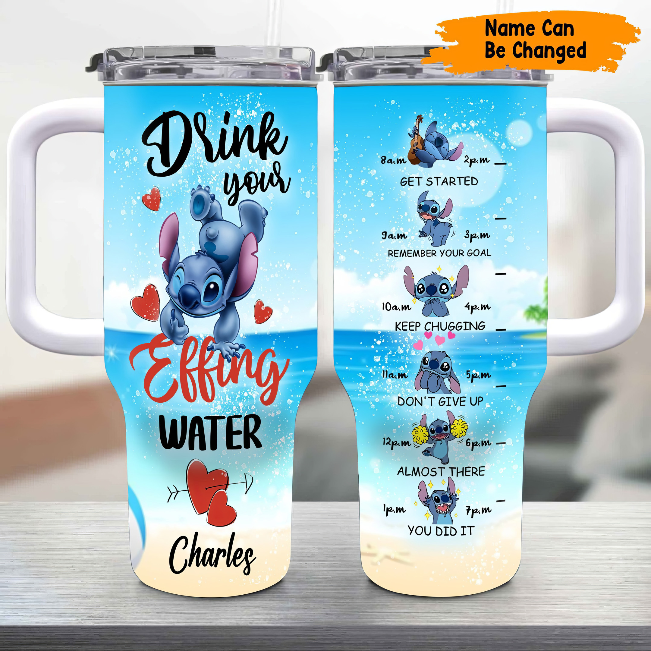 Personalized Stitch Drink Your Effing Water Tumbler Mother's Day Gifts-1