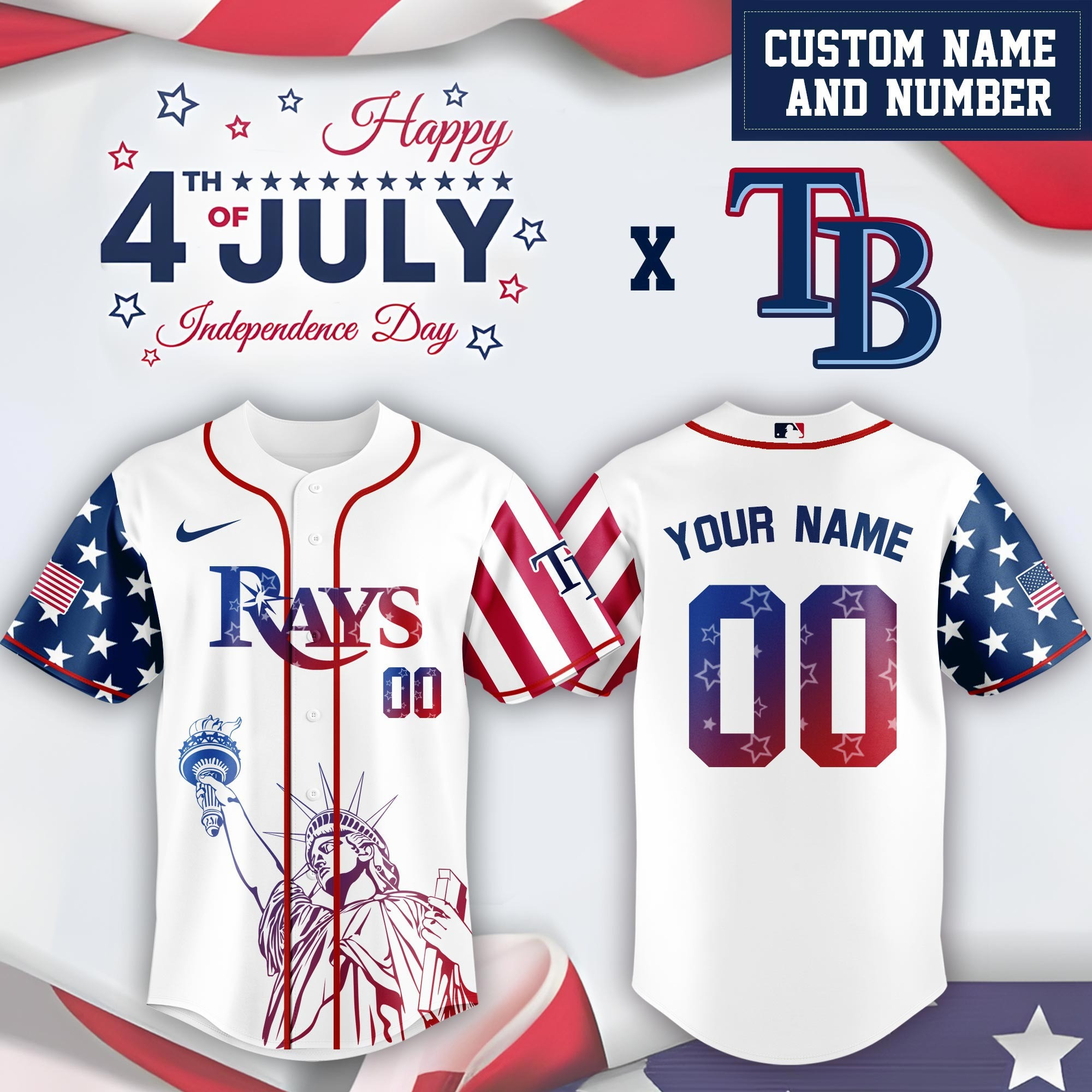 Personalized Tampa Bay Rays Special Independence Day Limited Edition Jersey Tampa Bay Rays Merch-1