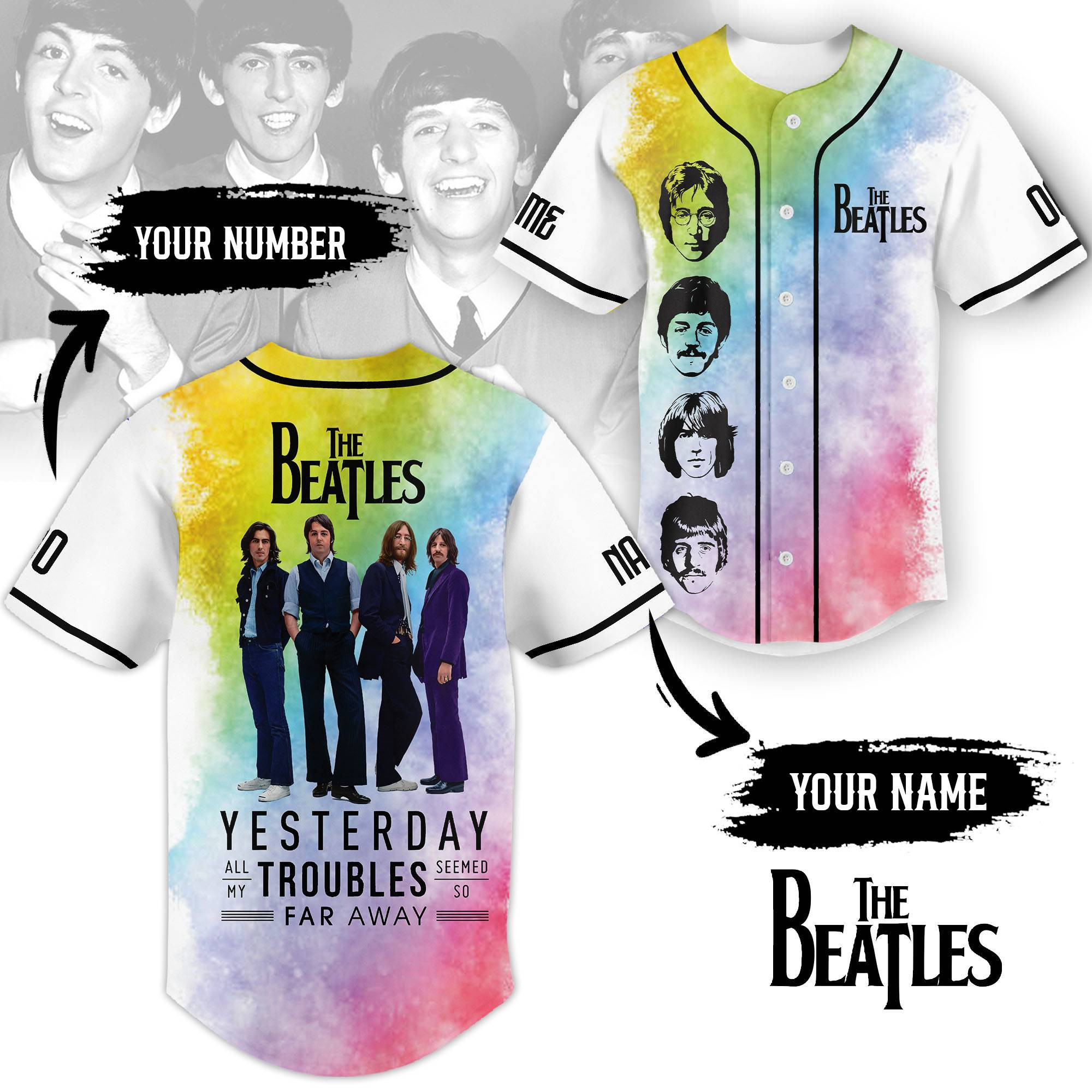 Personalized The Beatles Music Baseball Jersey The Beatles Merch Gifts For Fans-1
