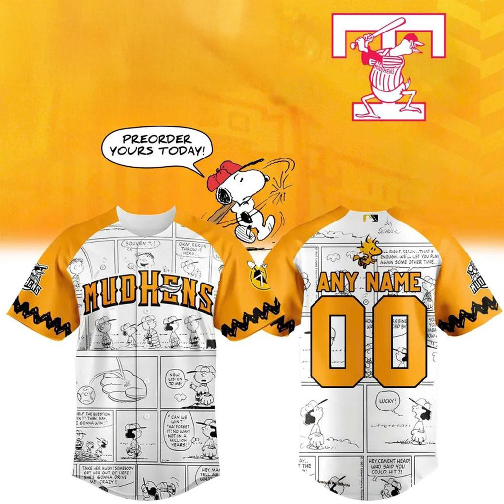 Personalized Toledo Mud Hens X Peanuts Baseball Jersey Hens Merch Gifts For Fans-1