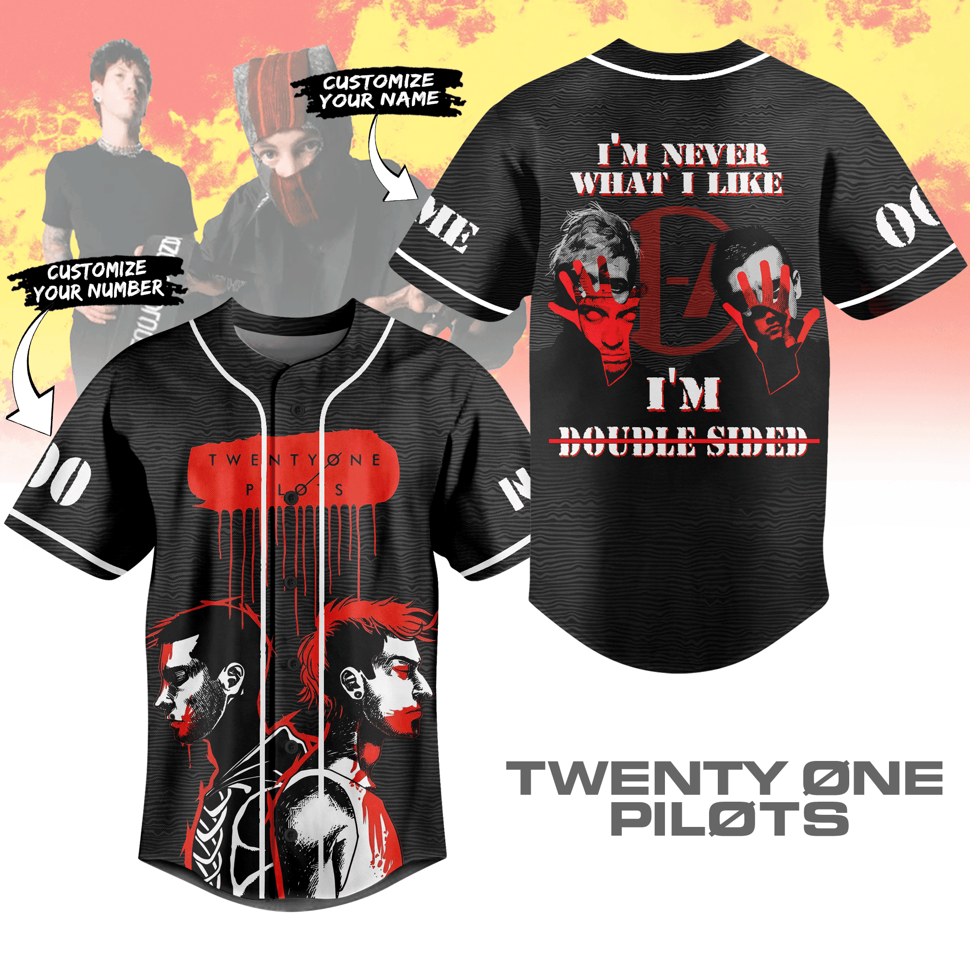 Personalized Twenty One Pilots Music Baseball Jersey Gifts For Music Enthusiasts-1