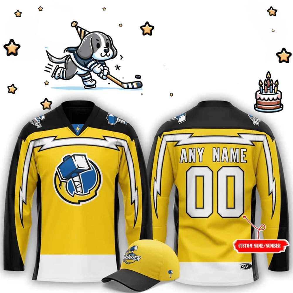 Personalized Wichita Thunder T-Dog's Birthday Long Sleeve Shirt 2025 Wichita Thunder Merch-1