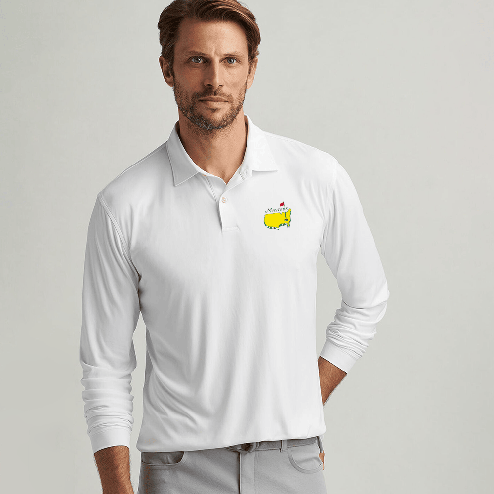 Peter Millar Masters Long Polo Shirt White Official Masters Merchandise Good Gifts For Dads-1